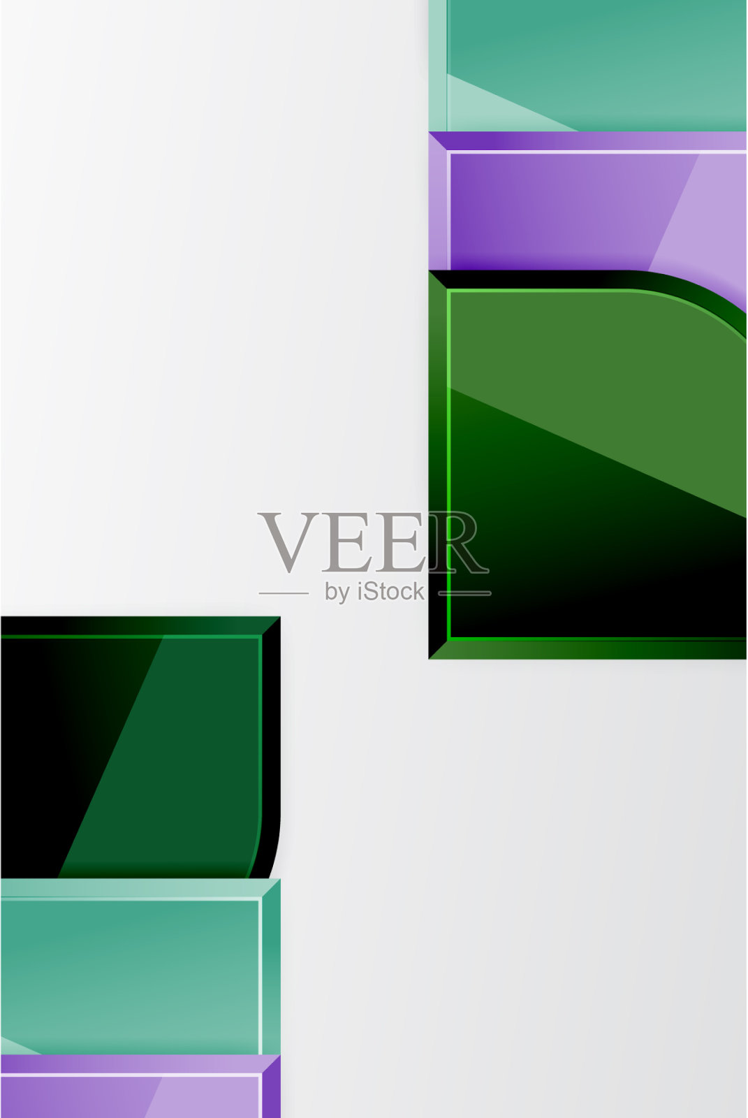 光滑的玻璃方块与圆形元素几何插画图片素材