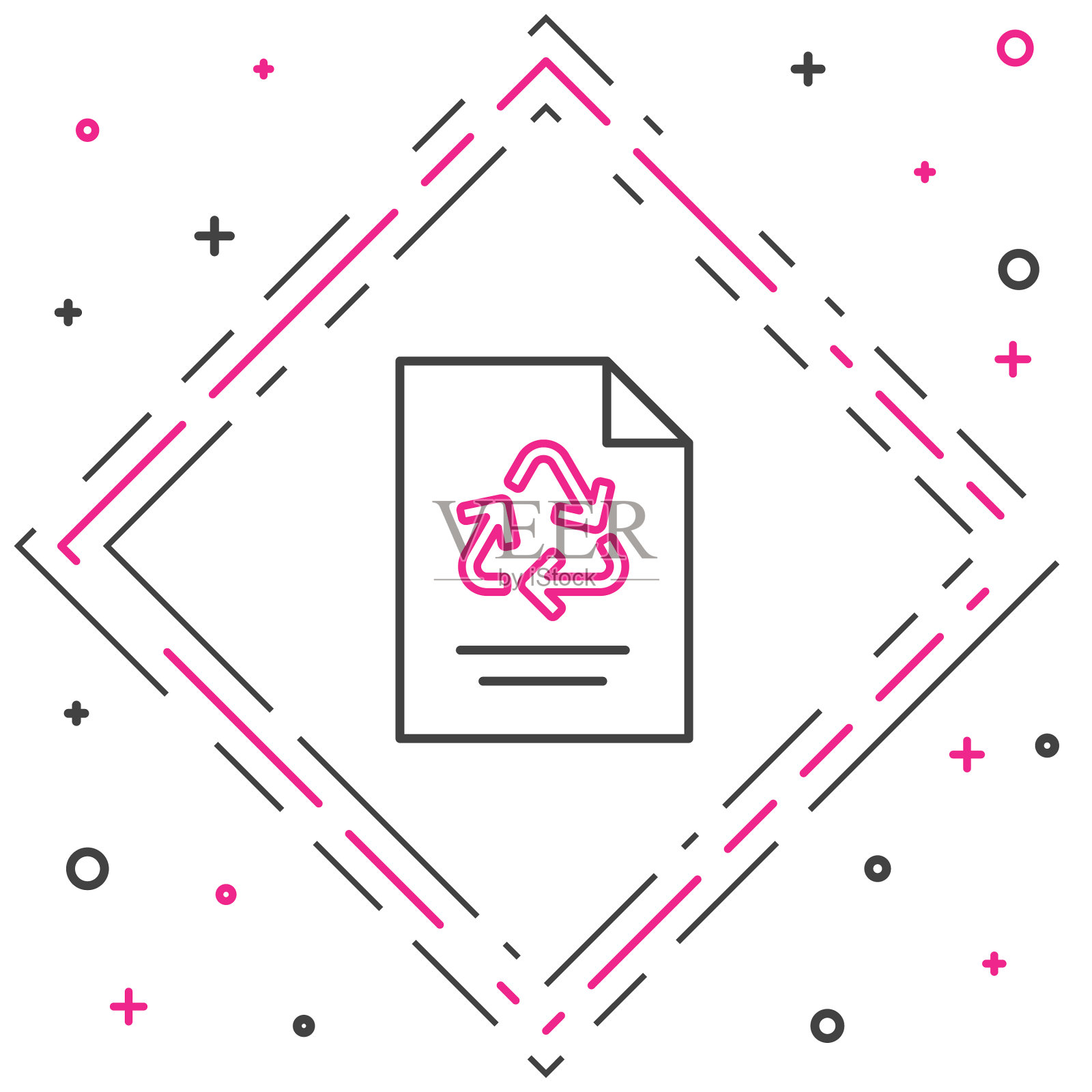 线条纸与循环图标隔离在白色插画图片素材