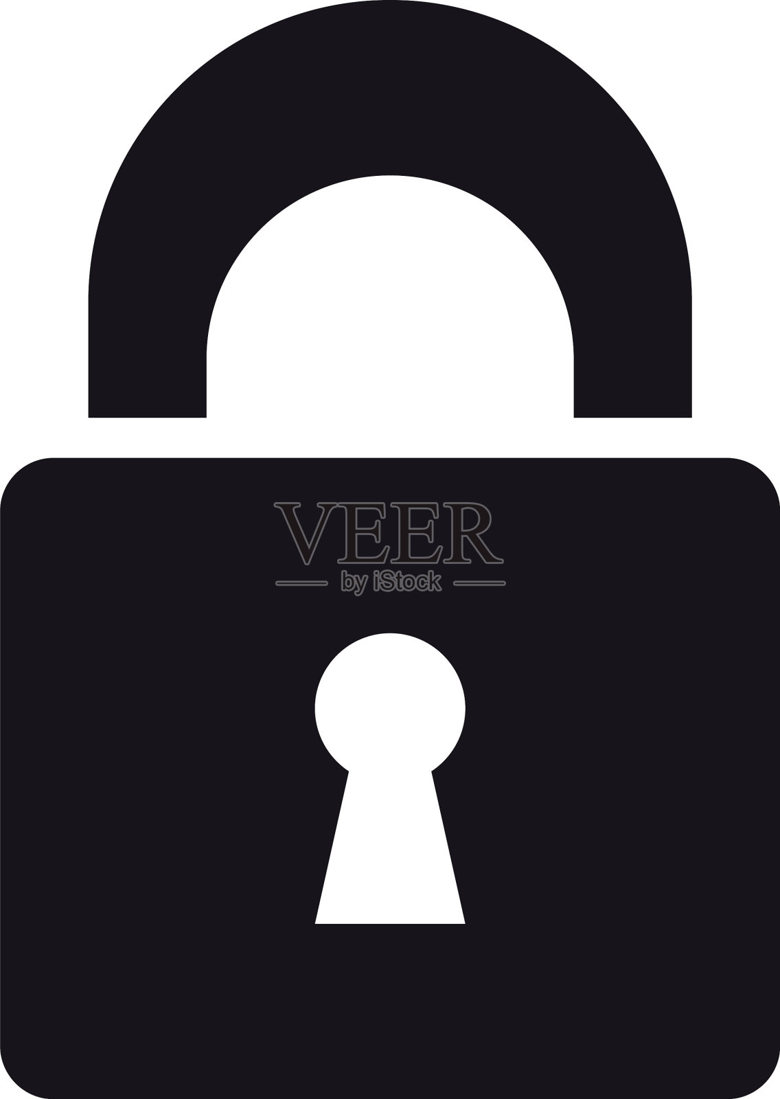 安全挂锁图标剪影风格设计元素图片