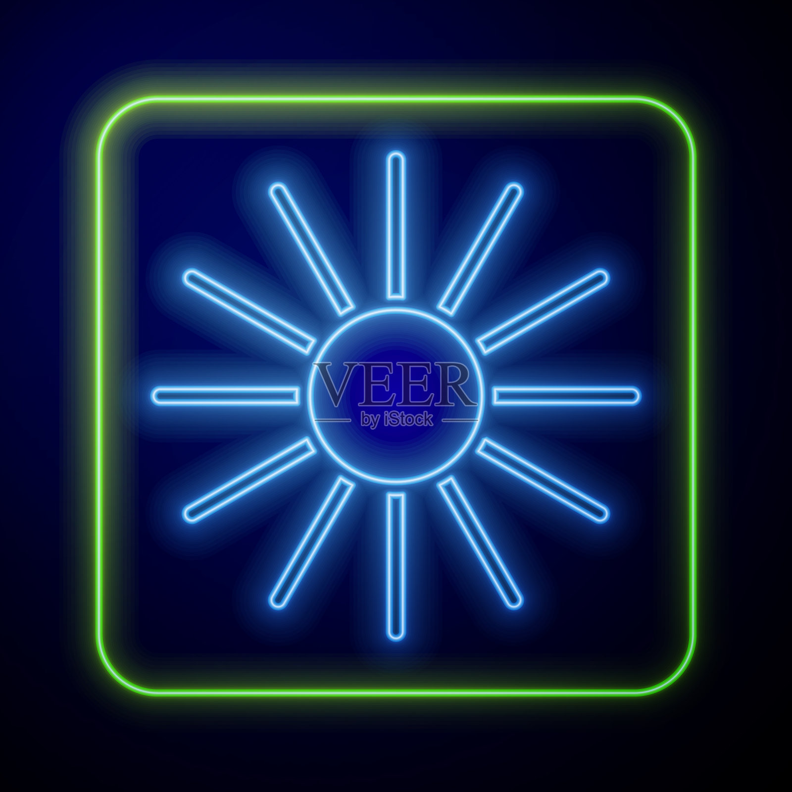 发光的霓虹灯图标孤立在蓝色背景插画图片素材