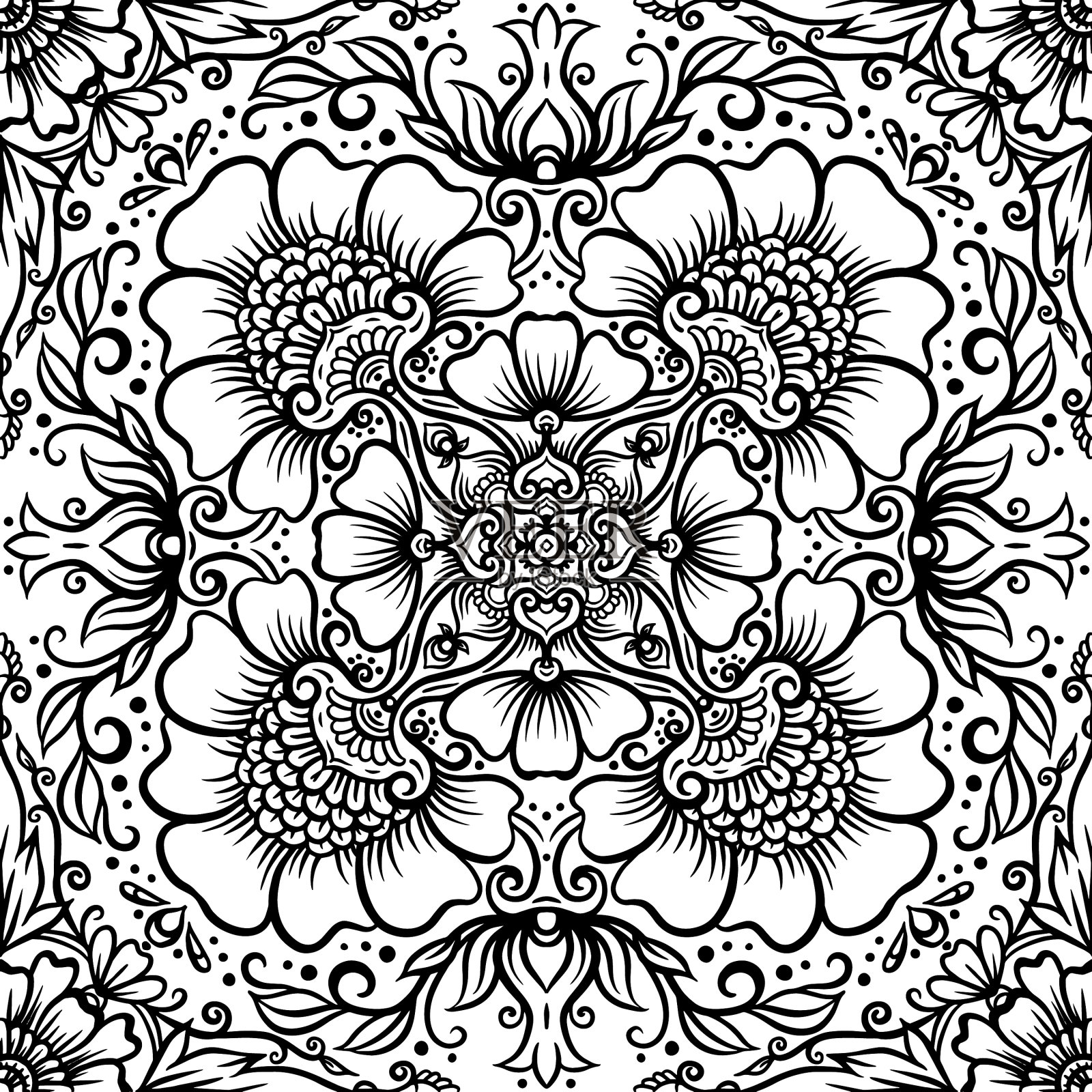 传统的印度指甲花装饰品插画图片素材