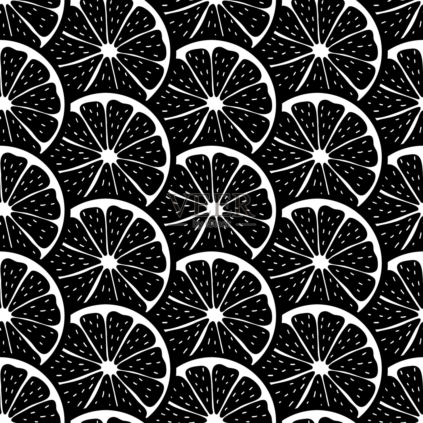 无缝模式与切片柑橘插画图片素材