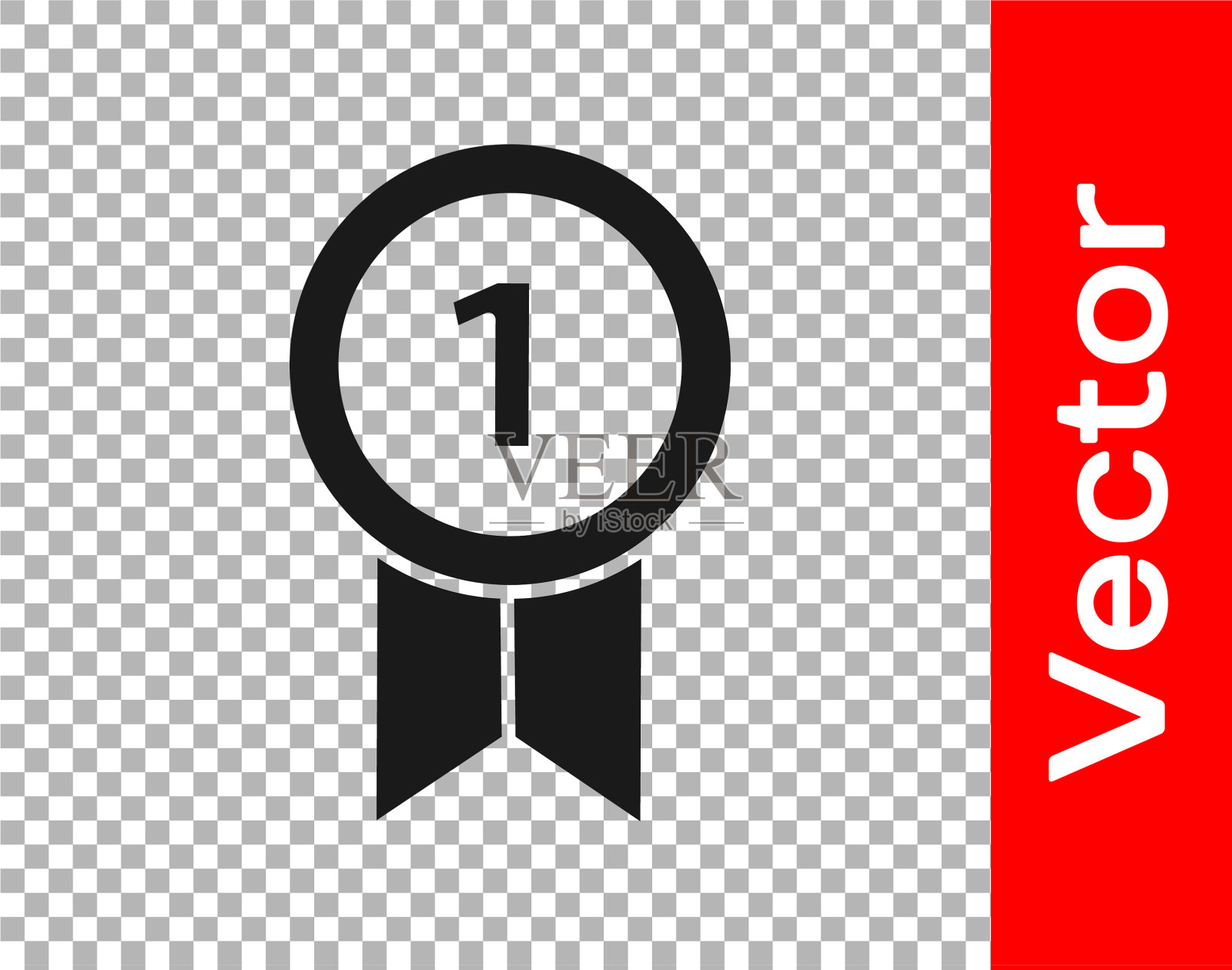 黑色奖章图标孤立在透明插画图片素材