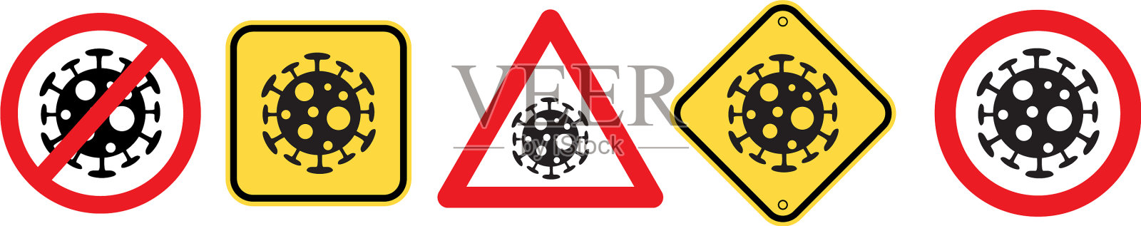 COVID-19危险信号集插画图片素材