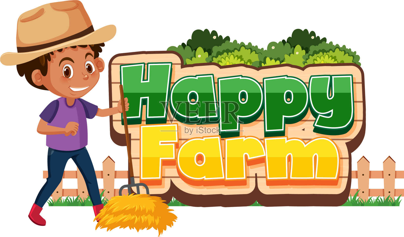 字体设计的快乐农场在白色的背景设计元素图片