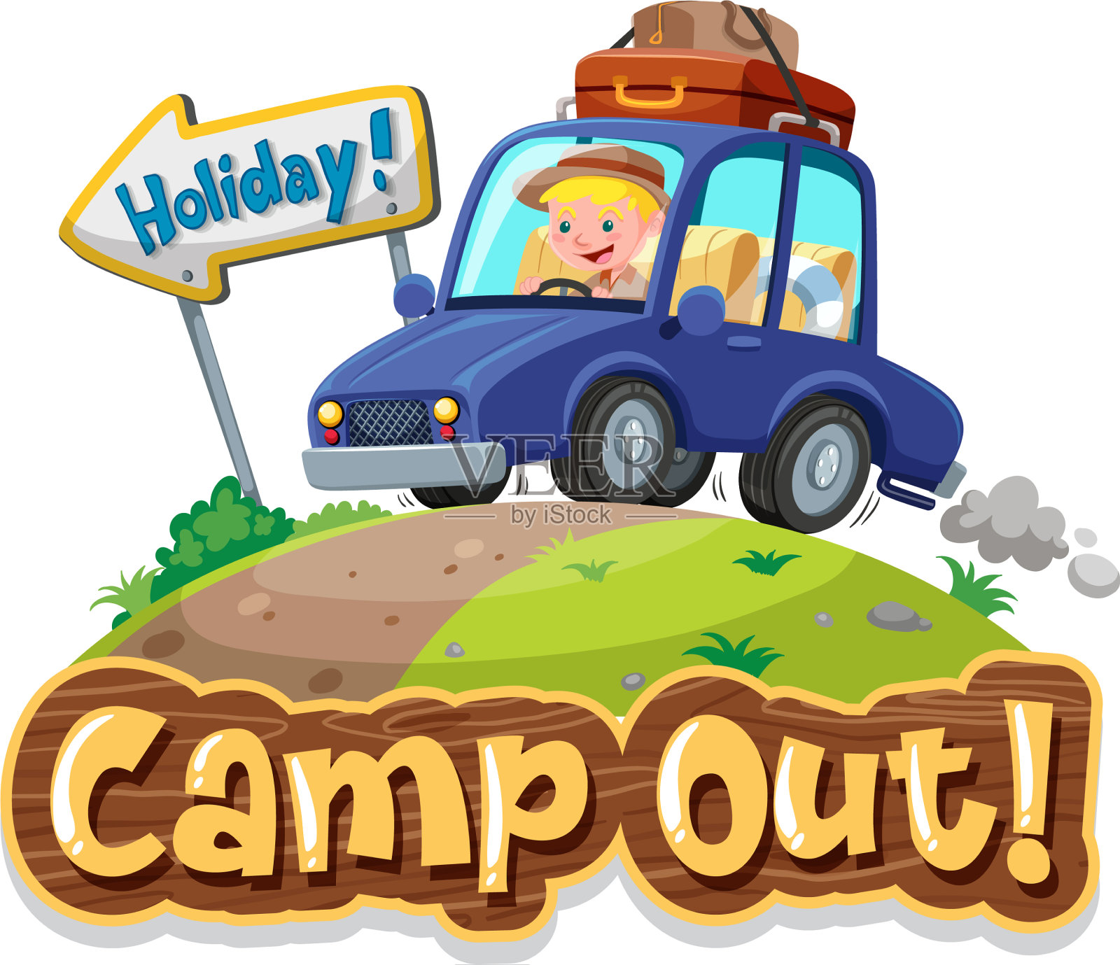 字体设计露营与帐篷在公园设计元素图片