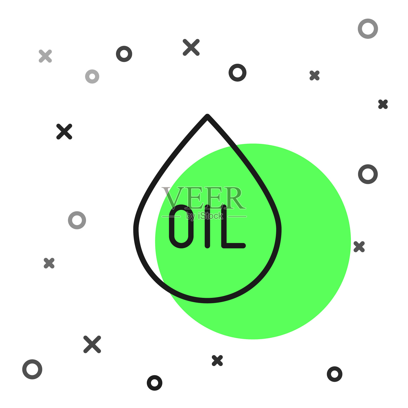 黑线油滴图标隔离在白色插画图片素材