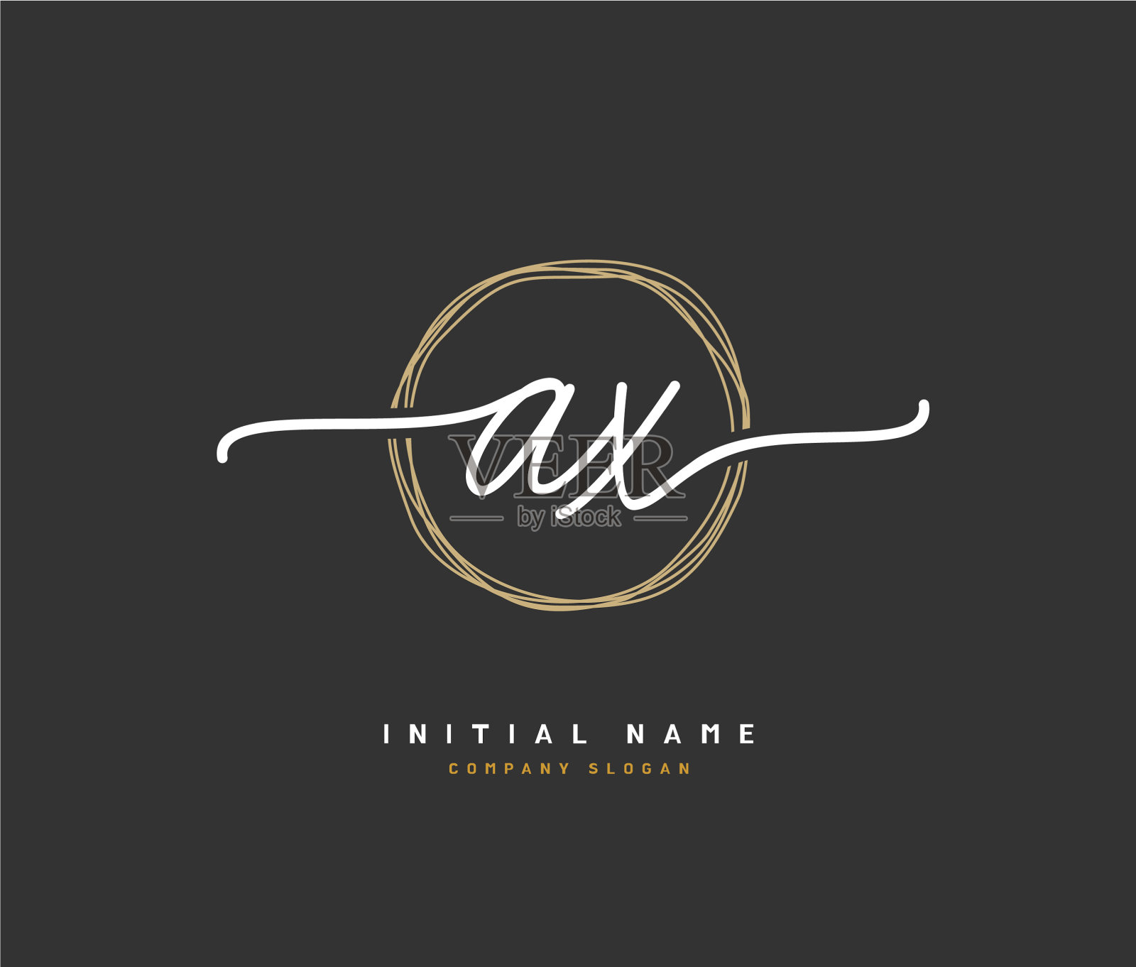 一种x - ax美手写logo的初始标识插画图片素材