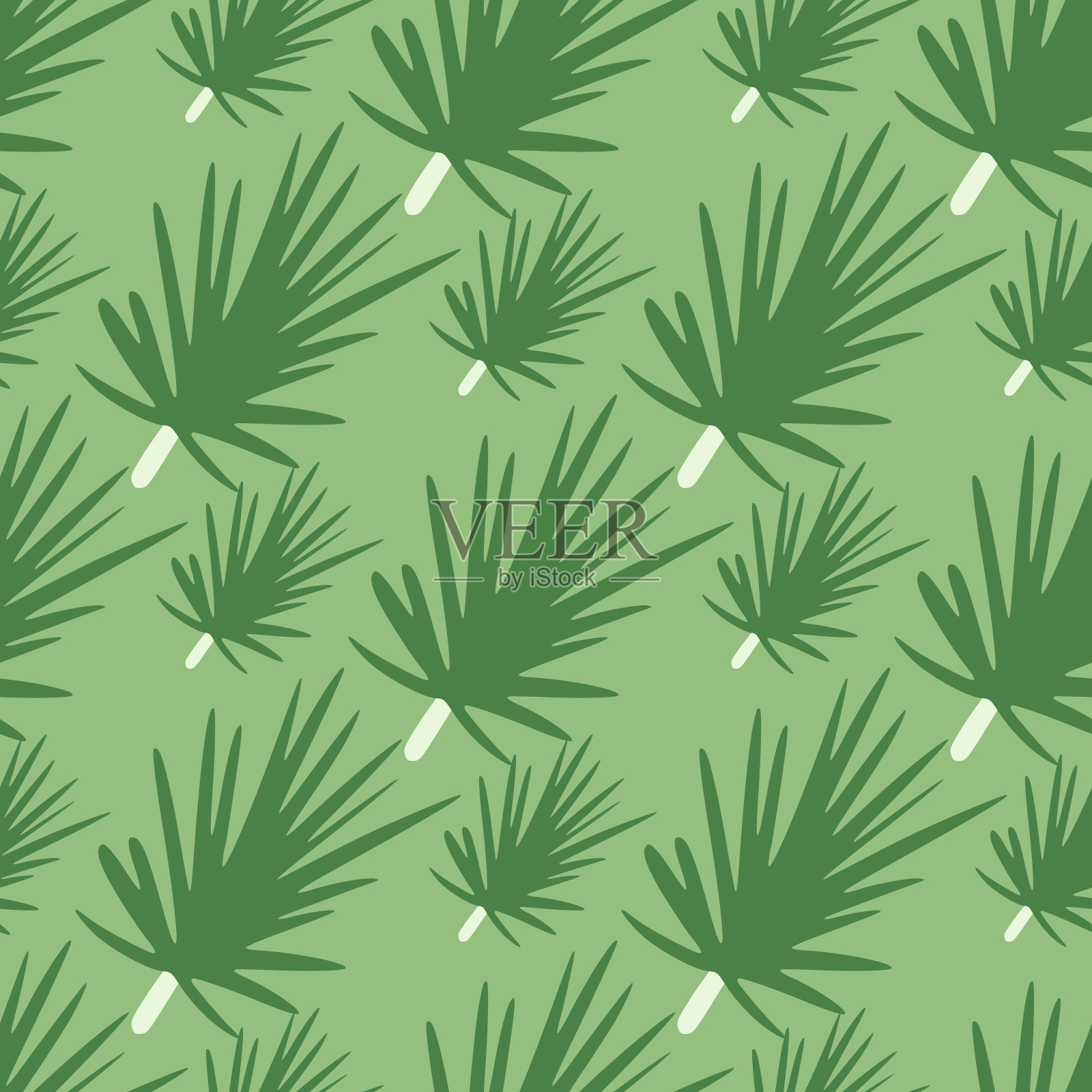 常绿装饰无缝图案与松树枝形。风格化的花卉背景在圣诞节风格。插画图片素材