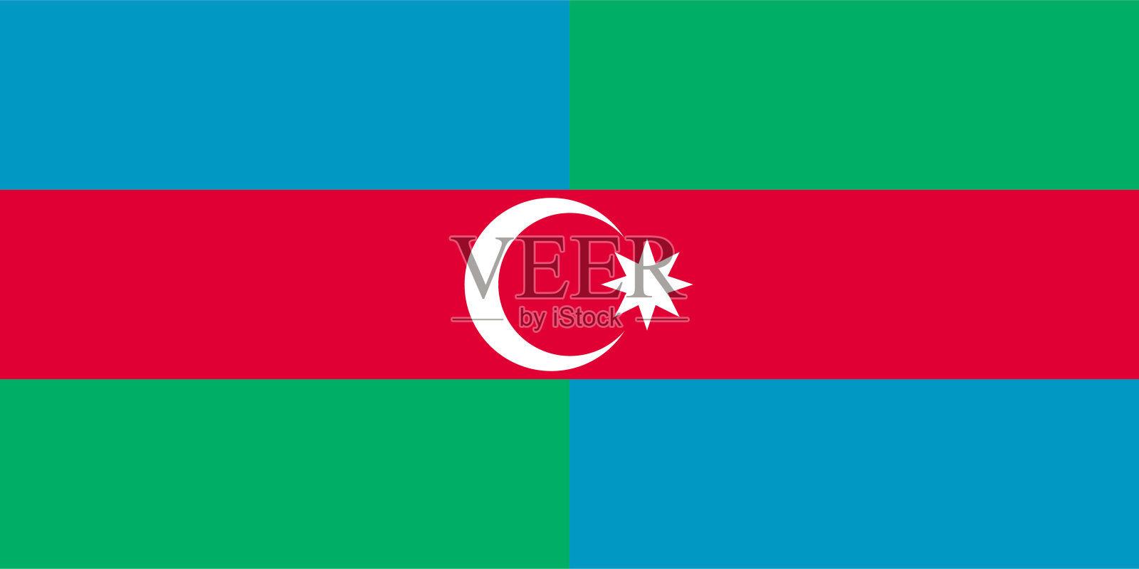 伊朗（南部）阿塞拜疆旗帜插画图片素材