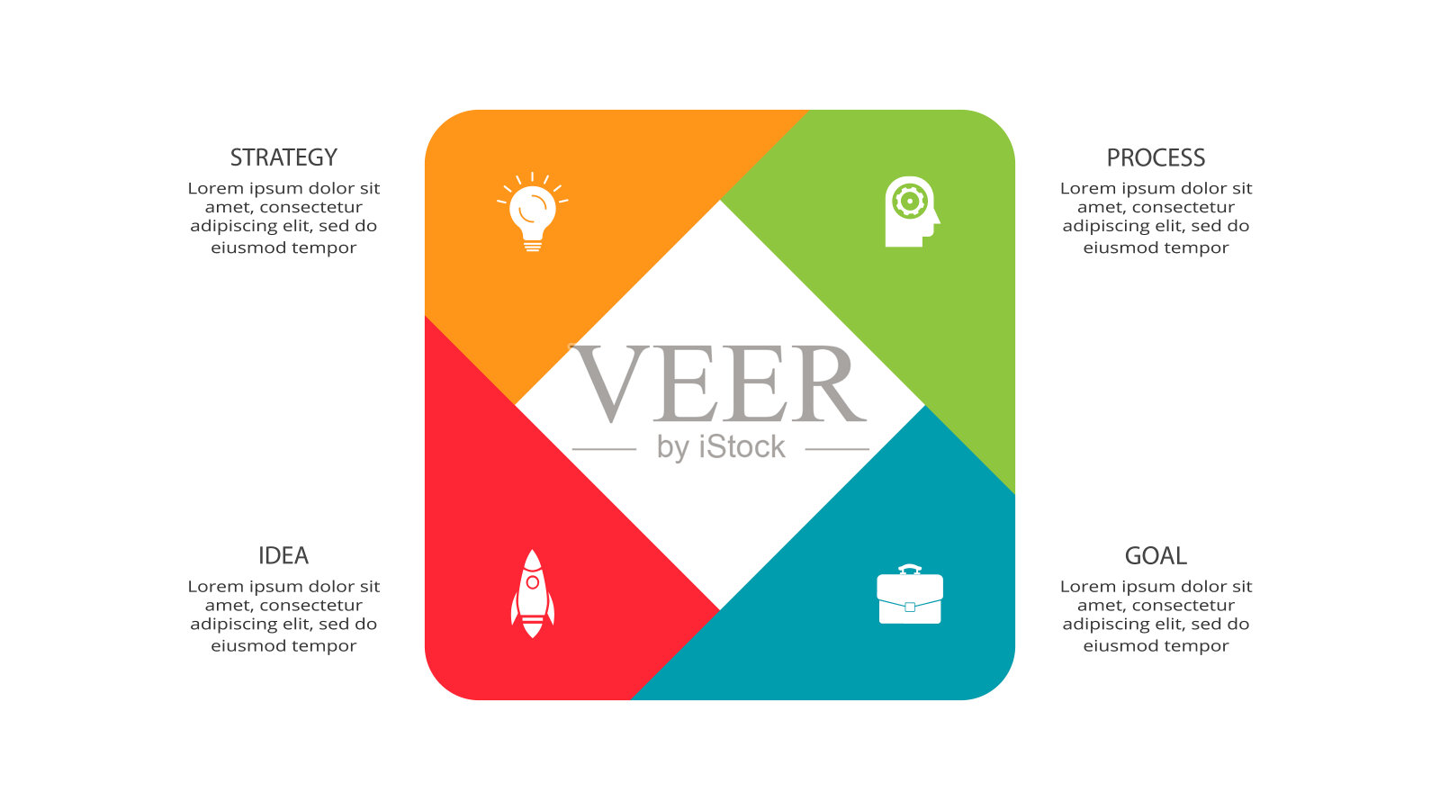 创意概念的信息图与4个步骤，选择，部分或过程。业务数据可视化图标素材