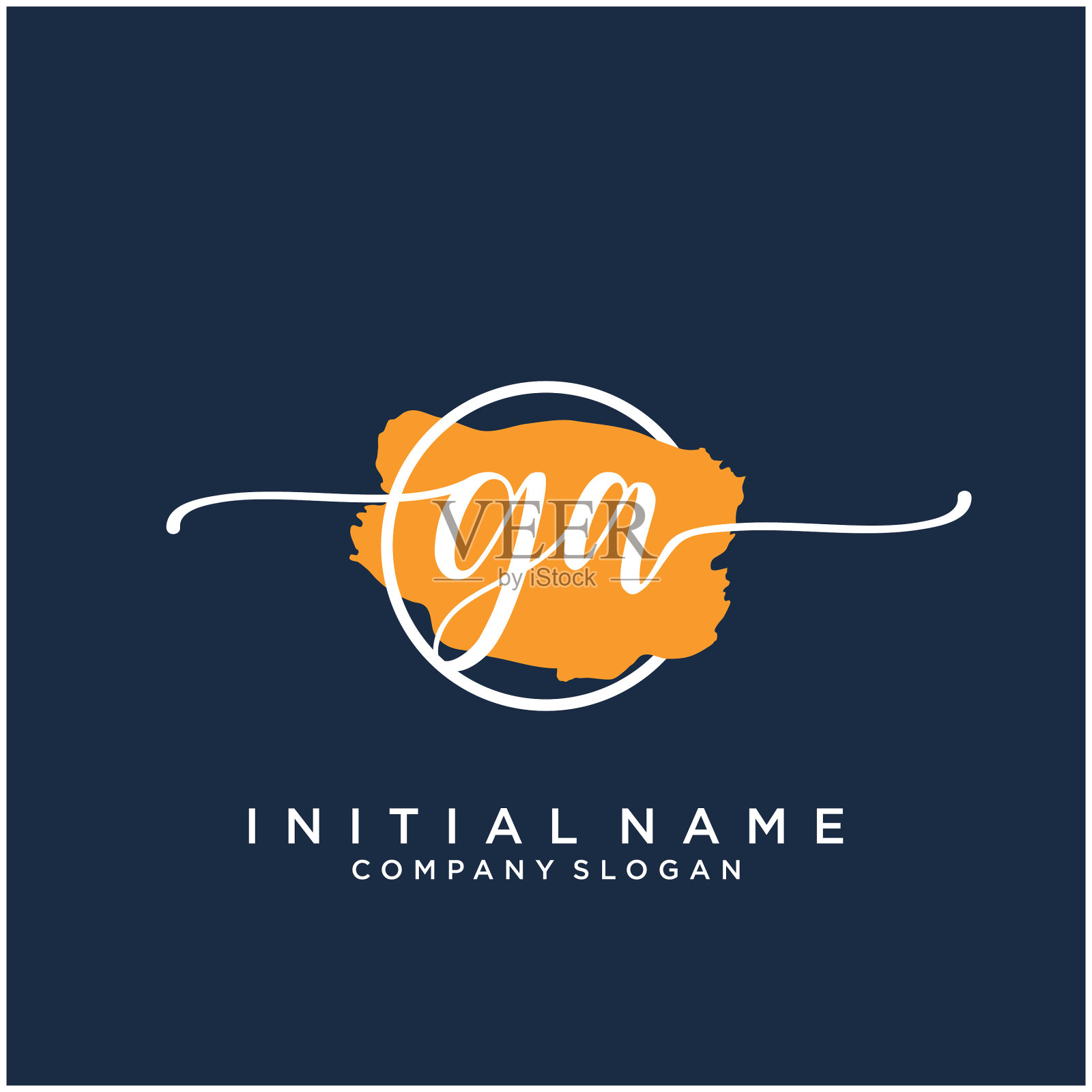 Ga最初用毛笔手写标识设计插画图片素材