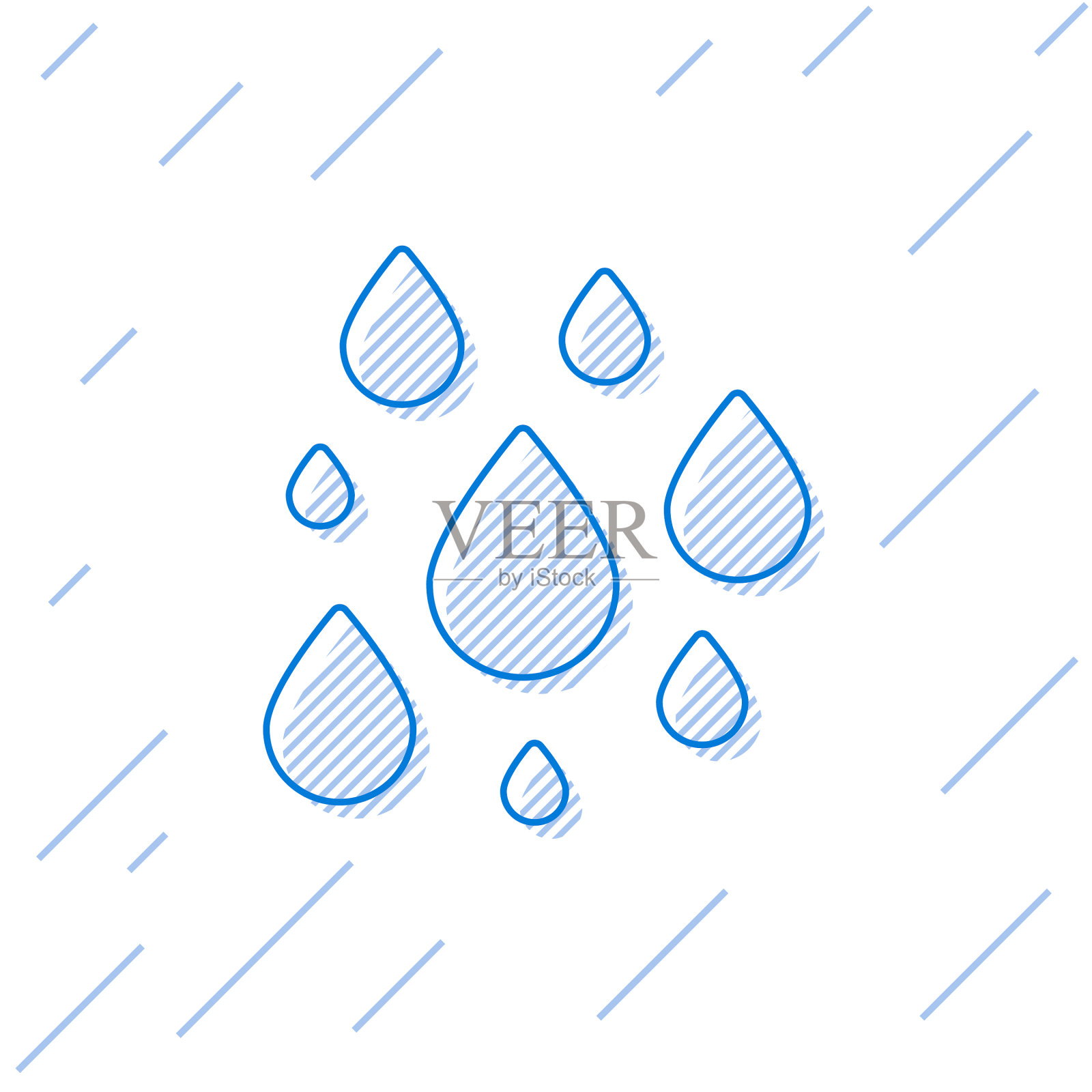蓝色线水滴图标孤立在白色上插画图片素材