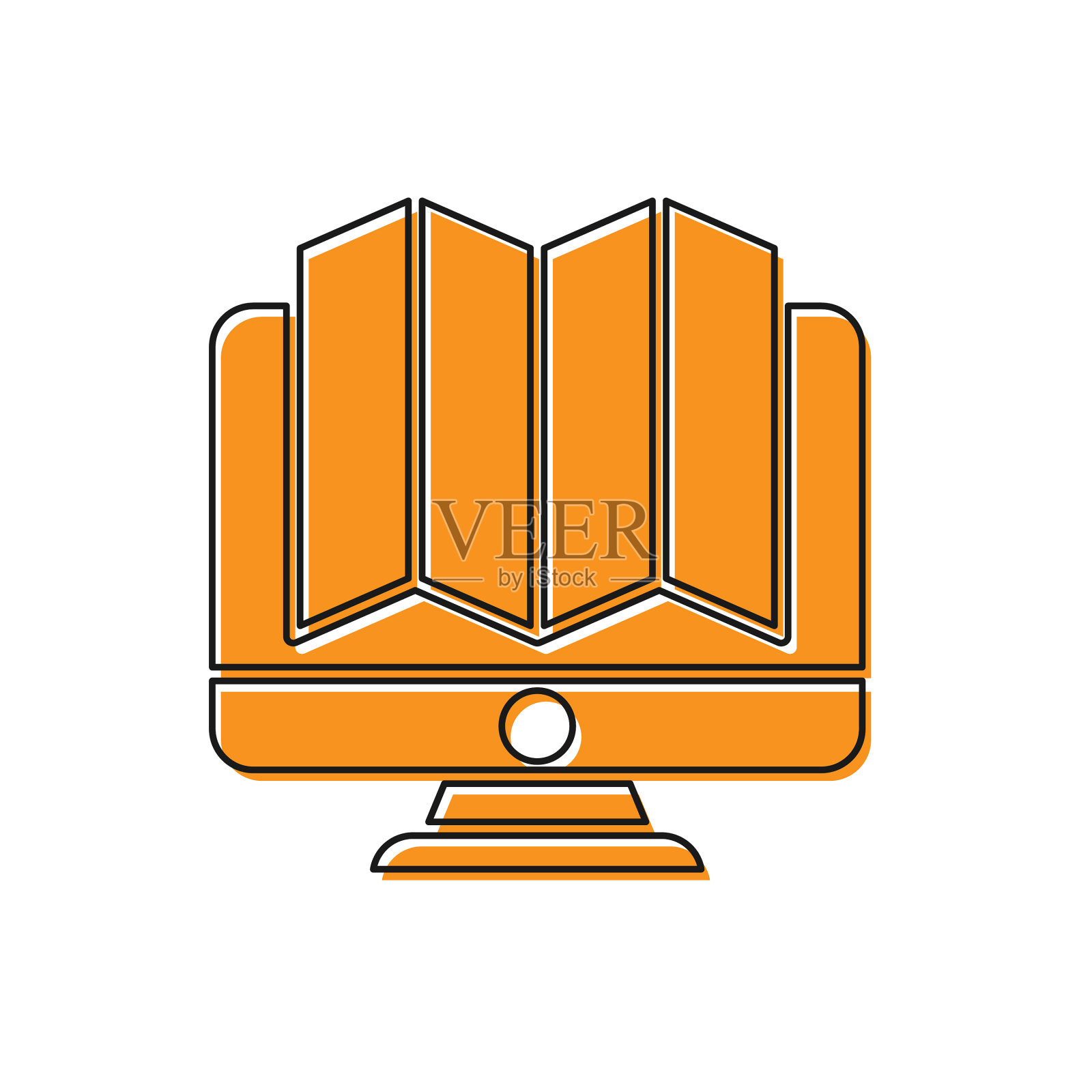 监视器地图上的橙色森林位置插画图片素材