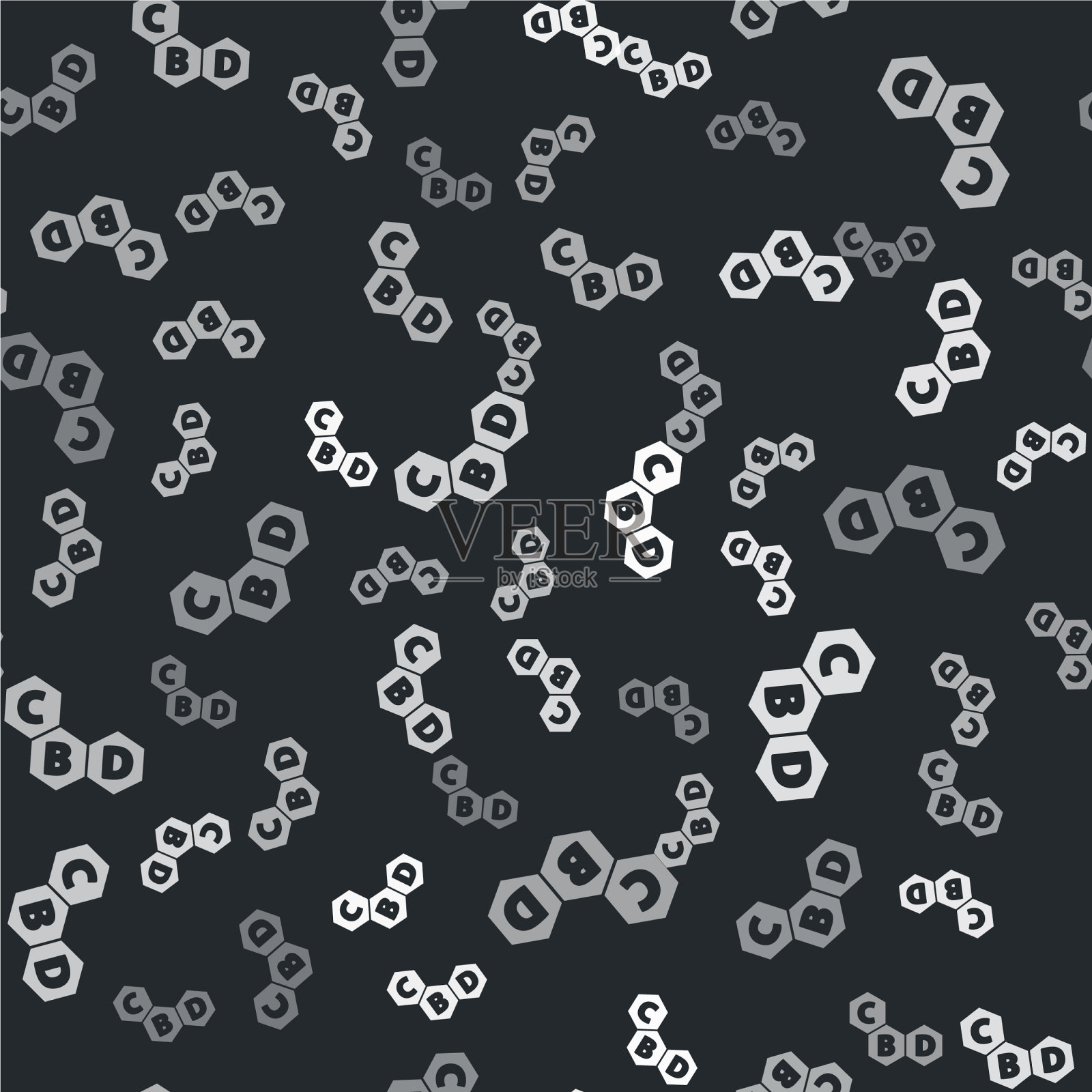 灰色大麻分子图标分离无缝插画图片素材