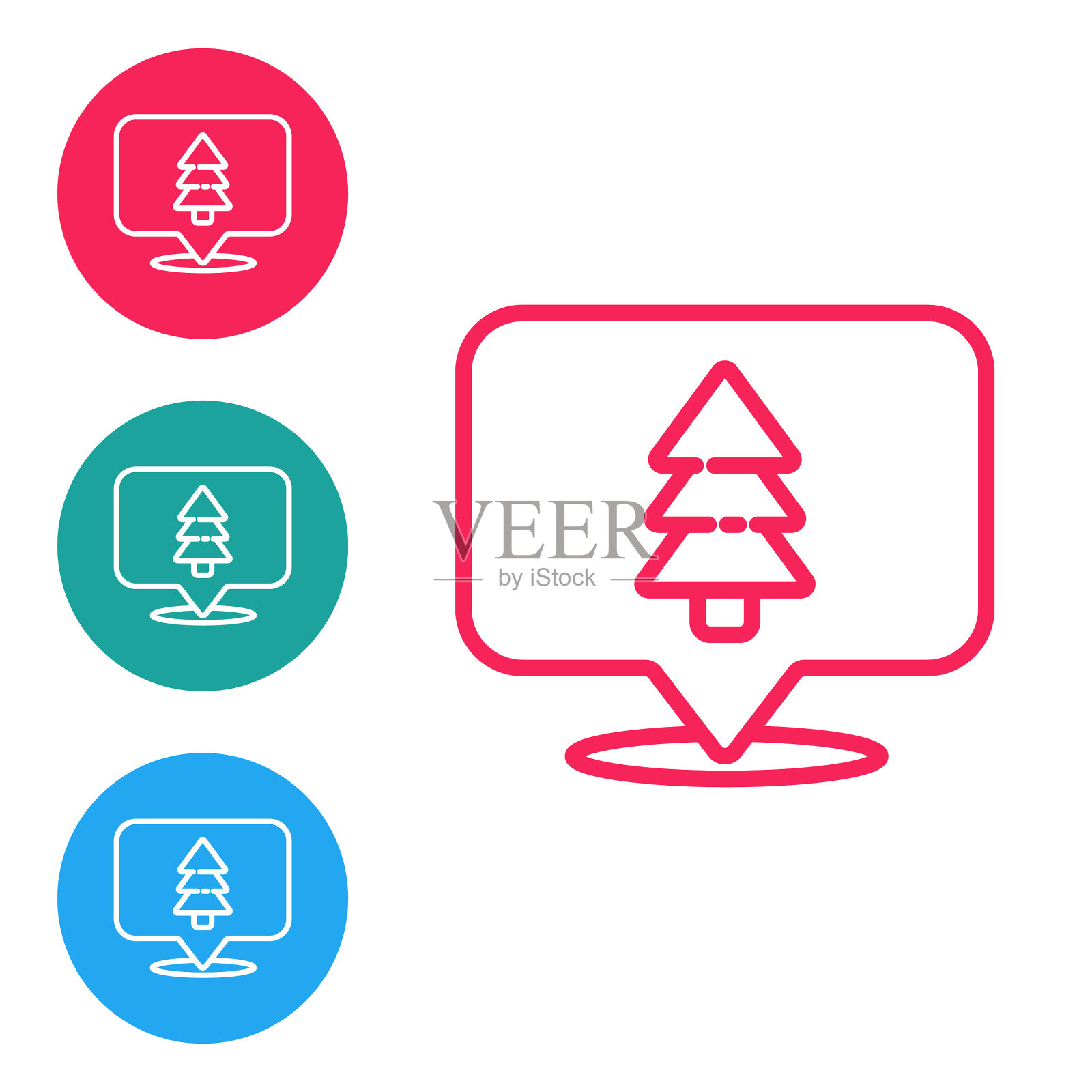 在地图图标上标出森林的红线图标素材