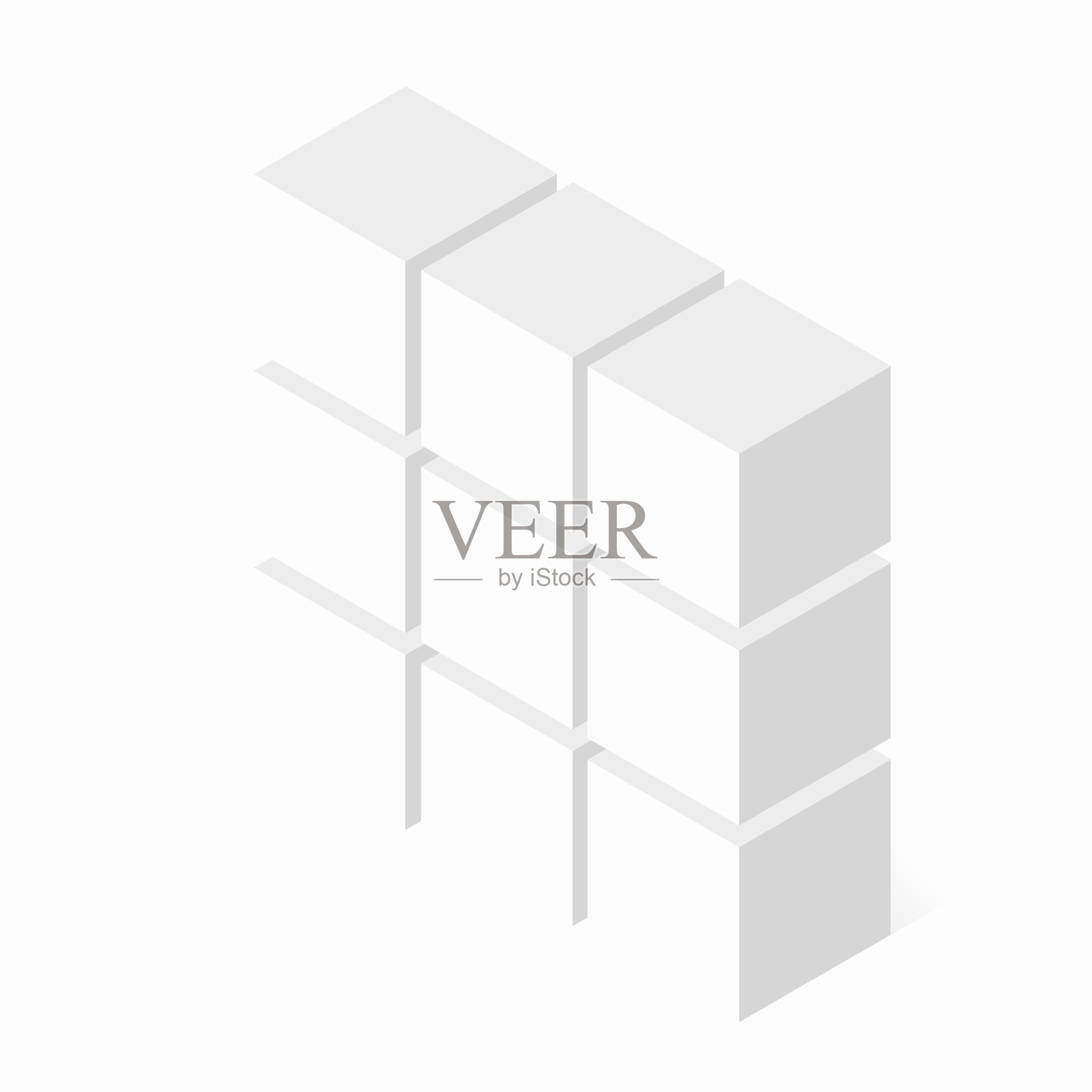 带有阴影的等距立方体墙插画图片素材
