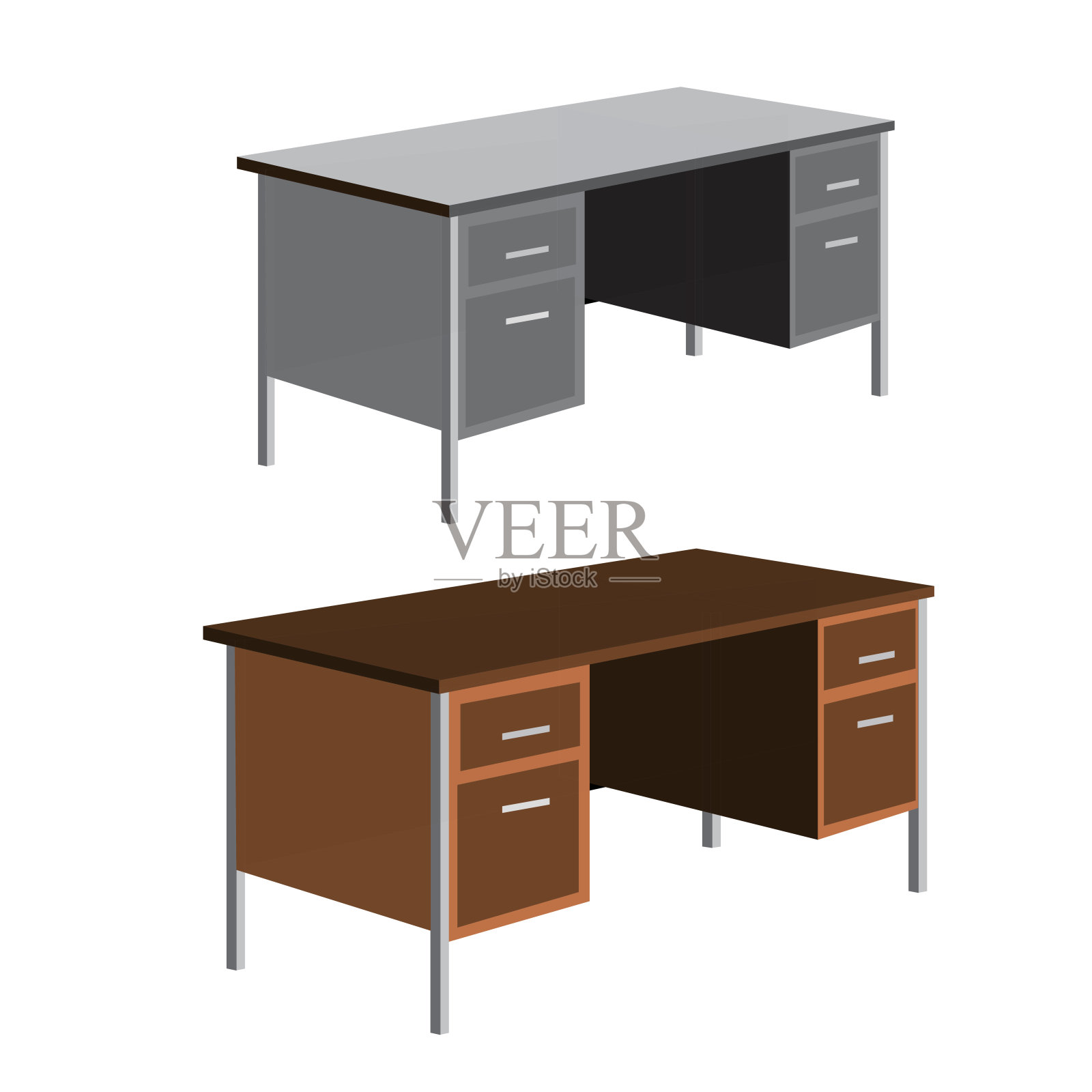 商务办公室办公桌线艺术矢量插图。插画图片素材