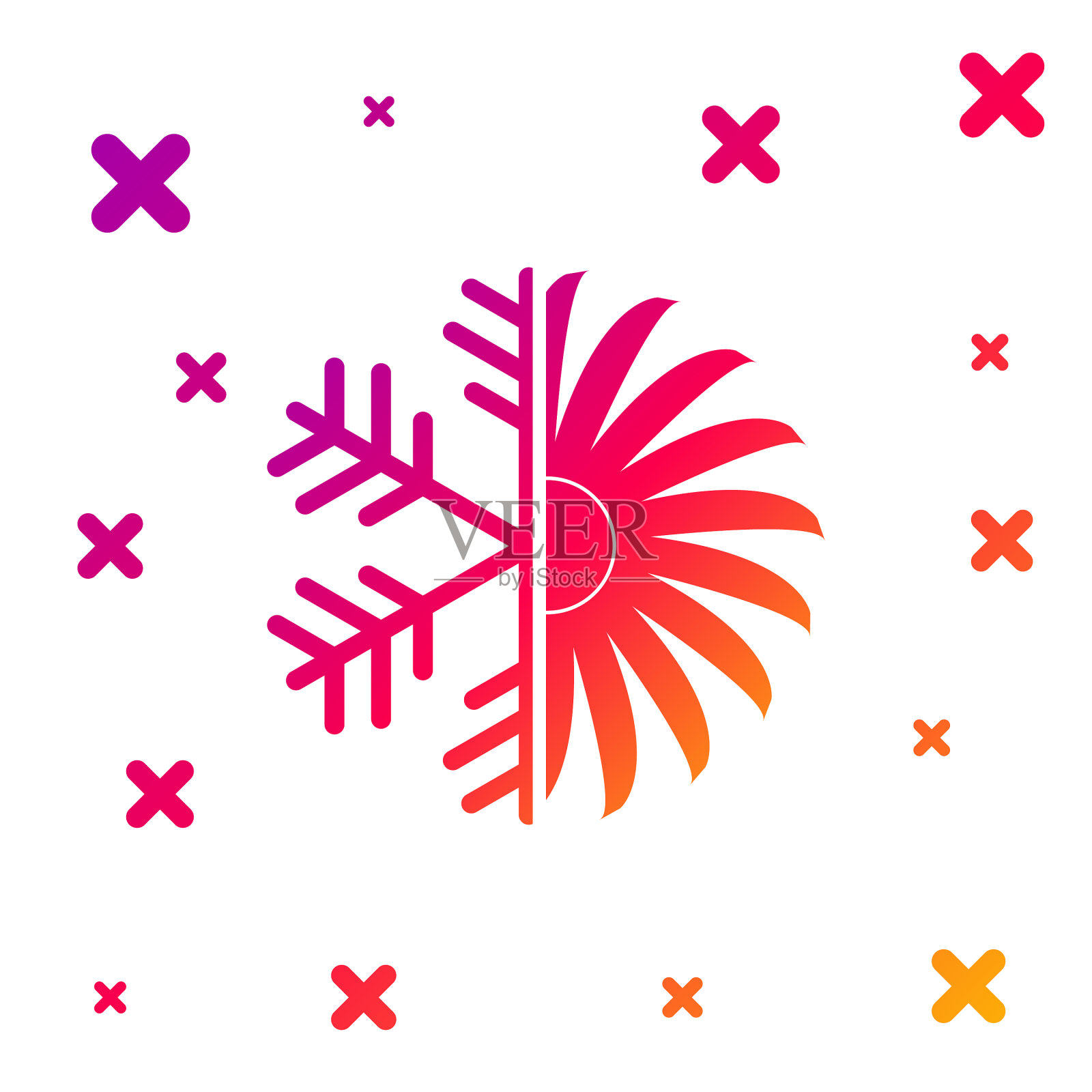 彩色空调图标隔离在白色插画图片素材