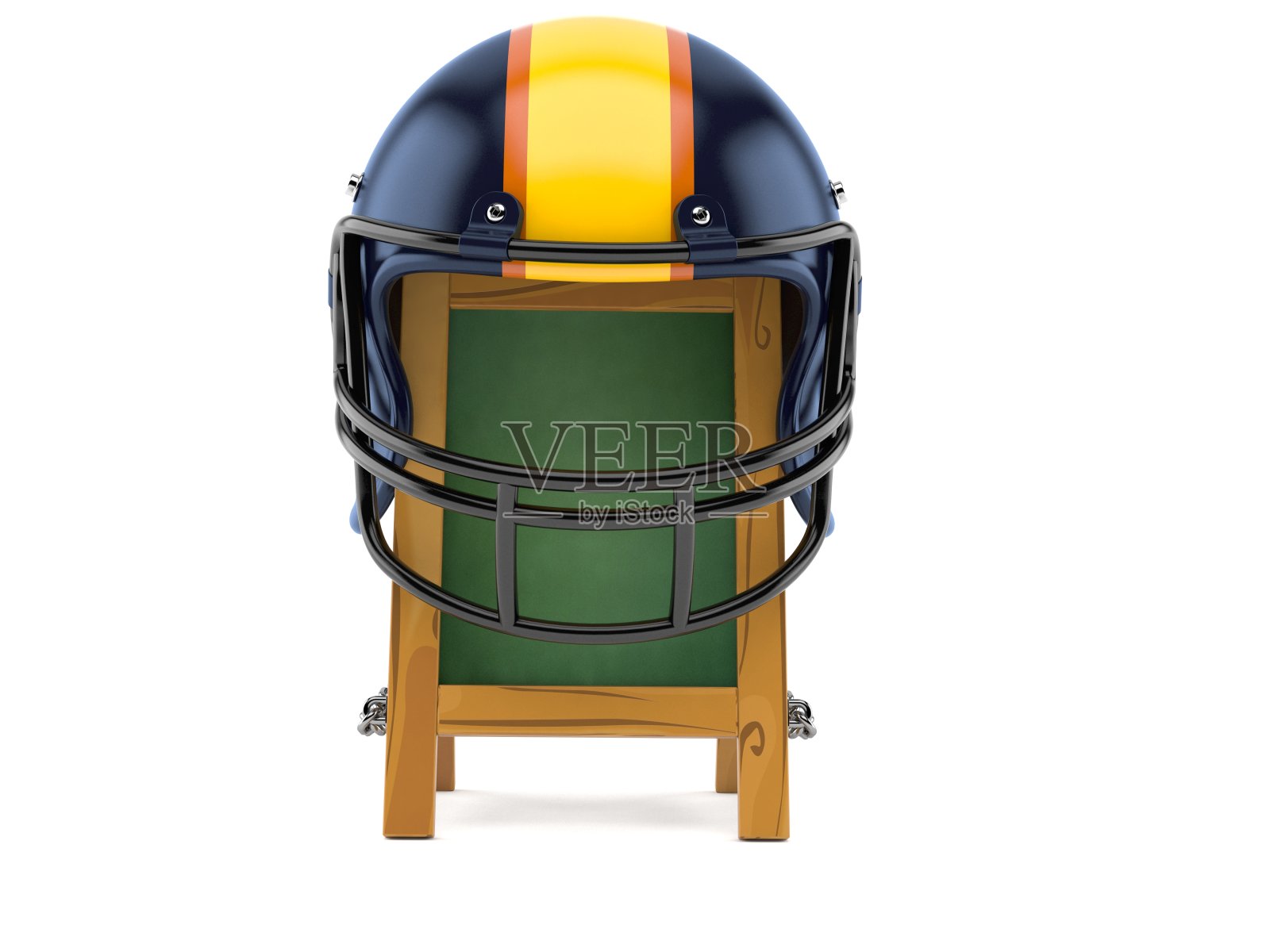 带橄榄球头盔的木制黑板照片摄影图片