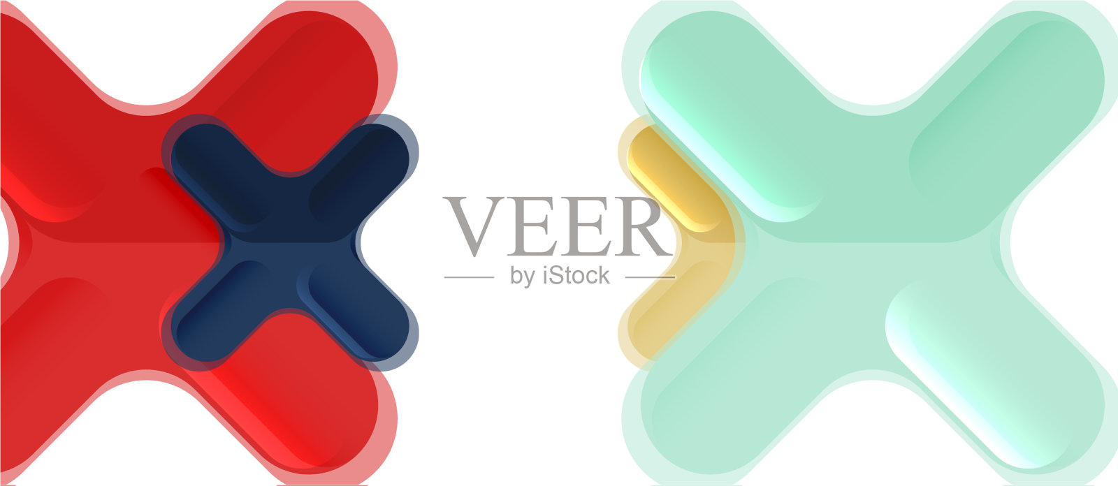 光滑的多色塑料风格交叉插画图片素材