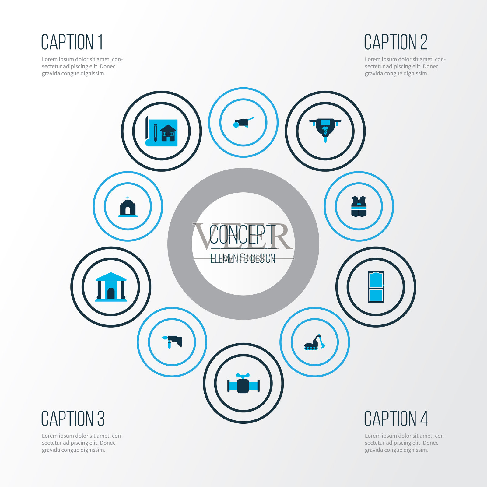 行业图标与挖掘机阀组图标素材