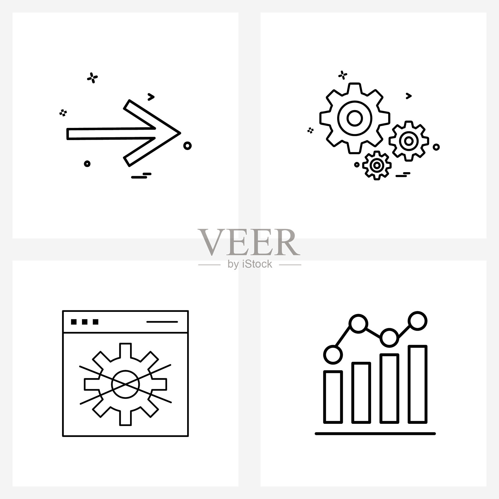 设置4个简单的线条图标为网页和打印这样图标素材