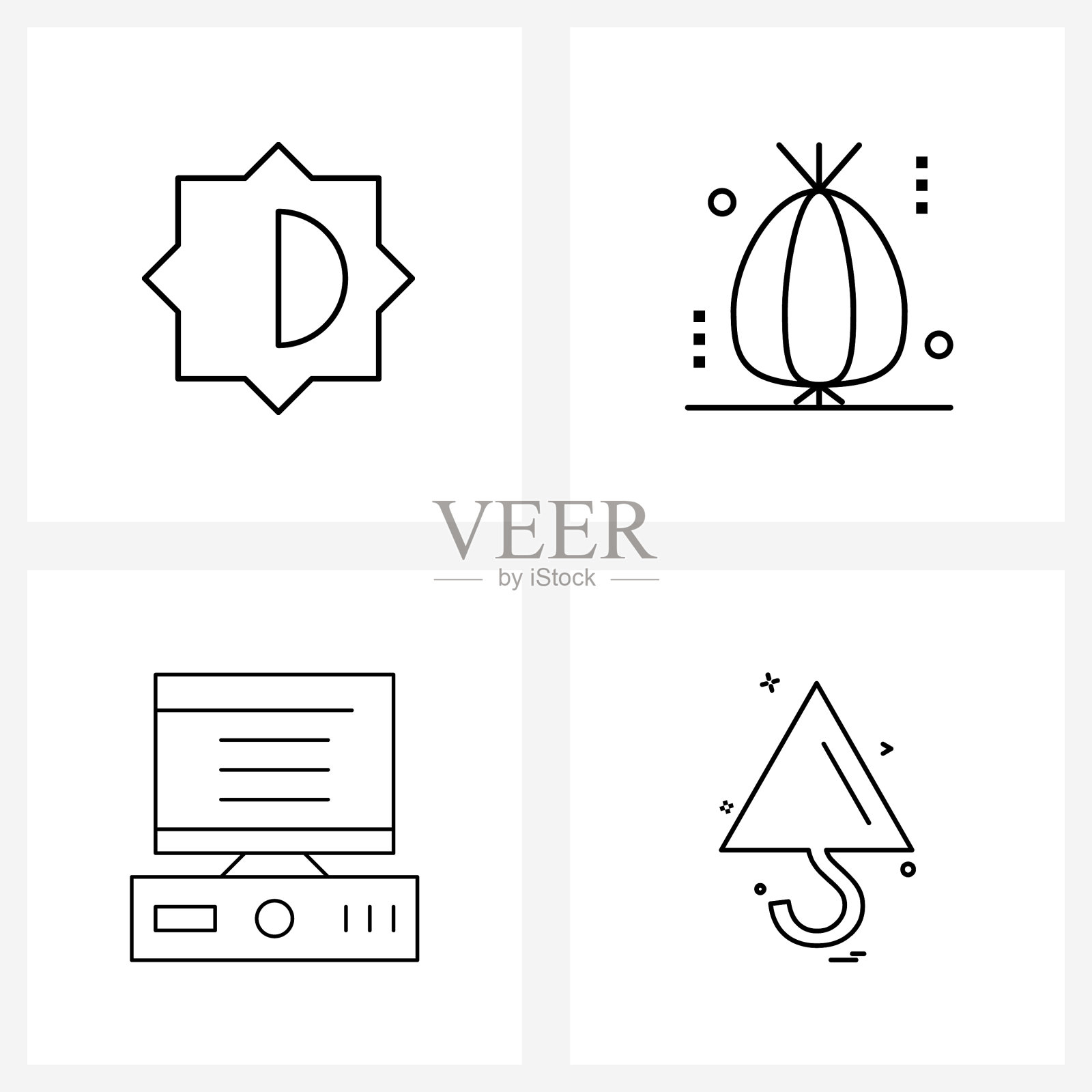 移动用户界面线图标设置4个现代象形图图标素材