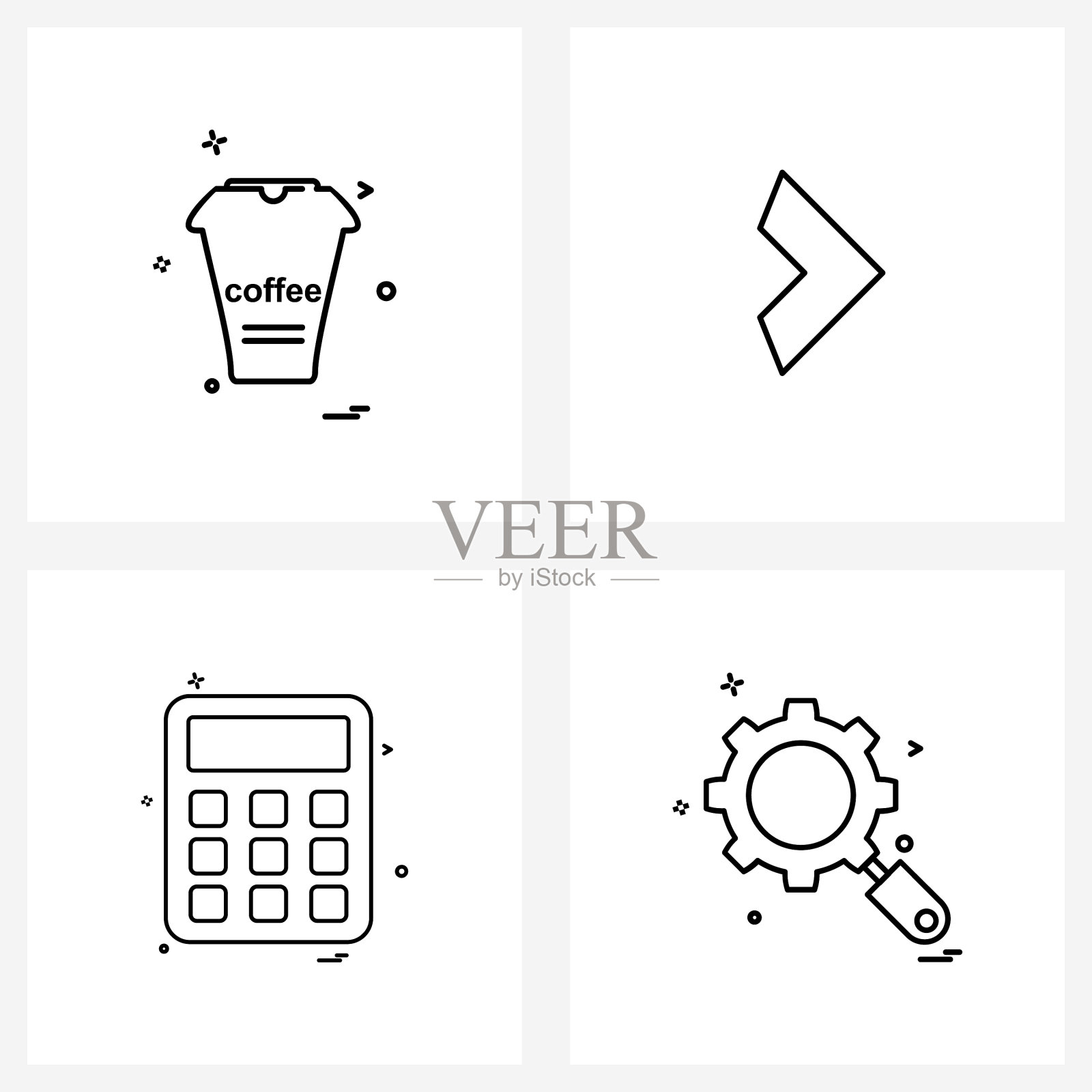 设置4个现代线图标食品计算插画图片素材