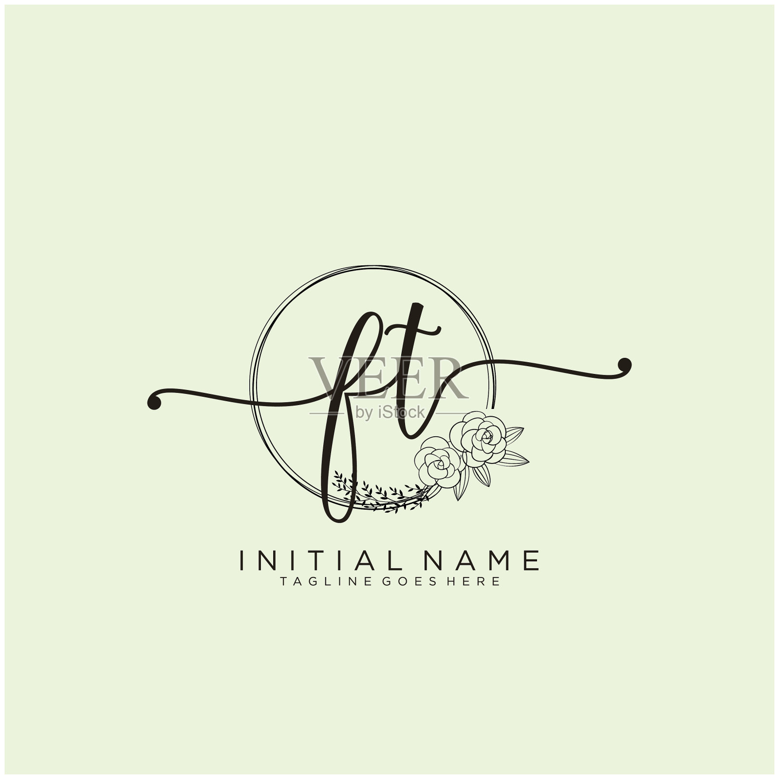 字母首字母ft美丽，字母首字母优雅插画图片素材