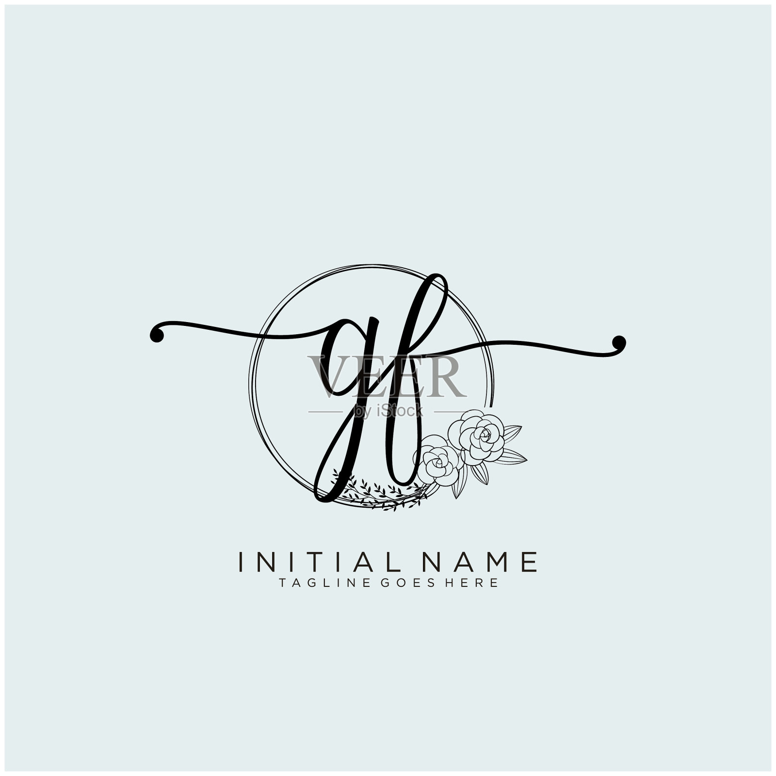 字母首字母gf美丽交织而优雅插画图片素材