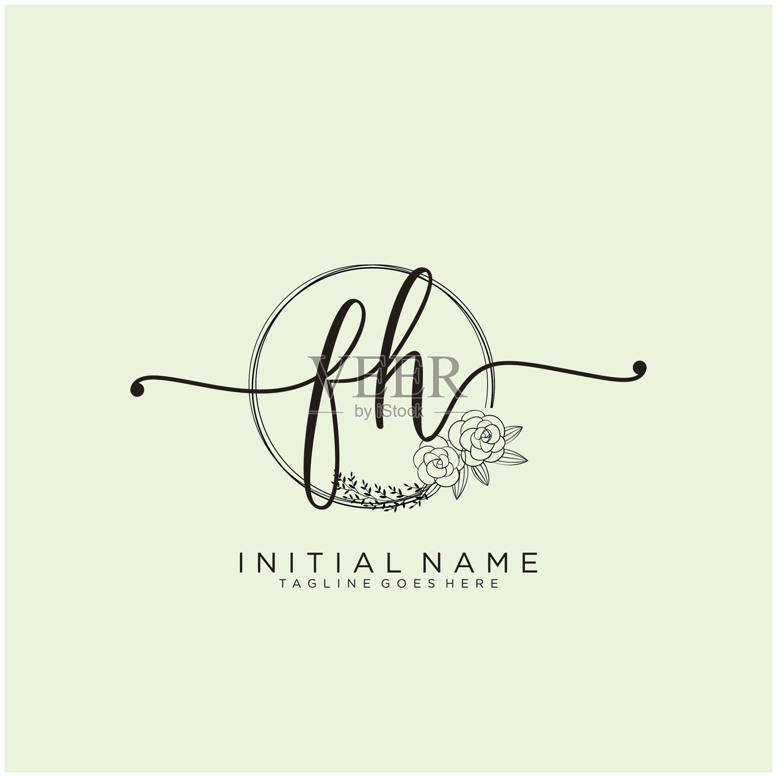 字母首字母fh美丽，字母交织典雅插画图片素材