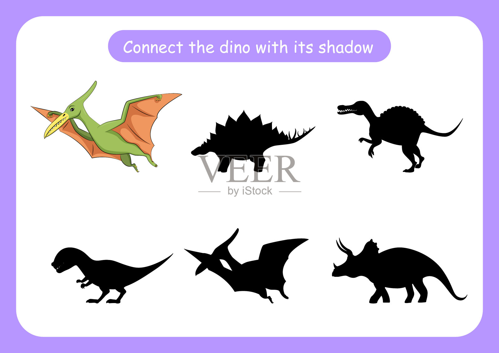 工作表连接恐龙与它的影子插画图片素材