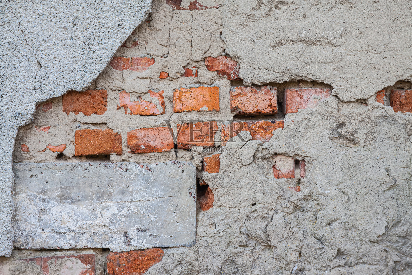 背景来自旧砖墙的纹理和废弃的混凝土照片摄影图片