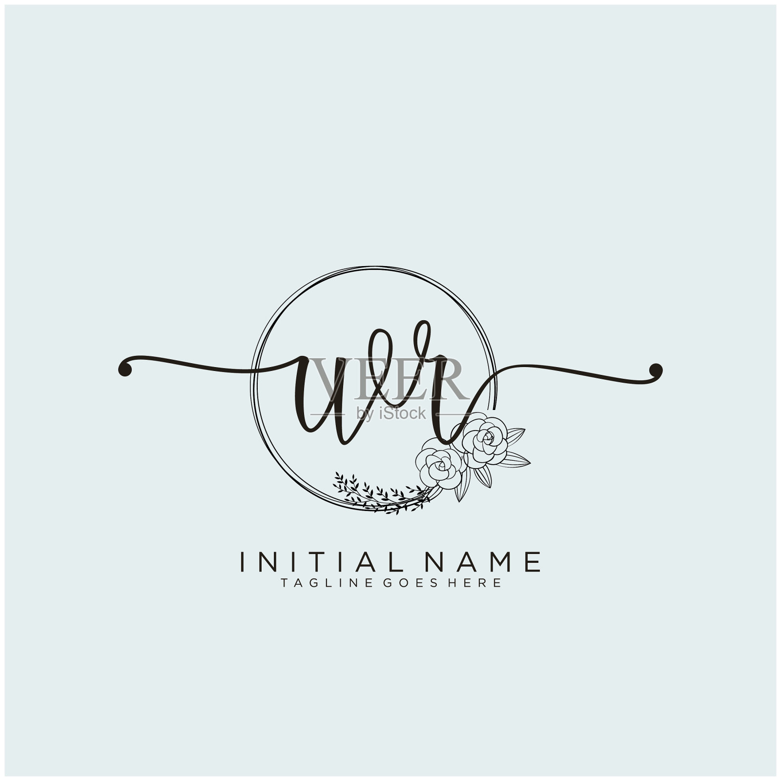 字母首字母wr美丽，字母组合优雅插画图片素材