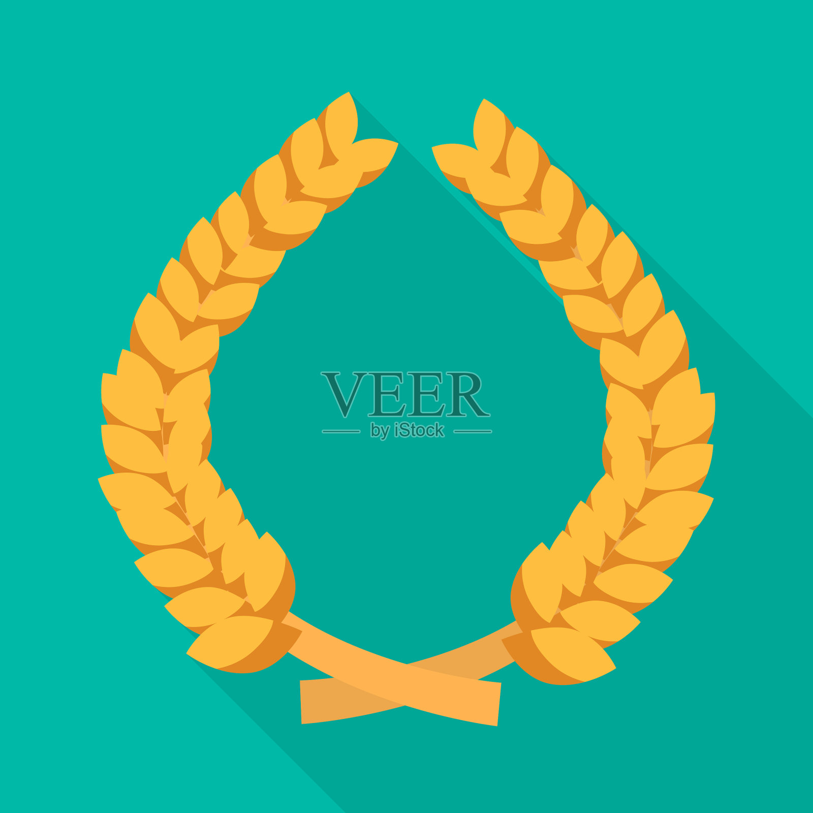 孤立对象花圈和小麦标志集图标素材