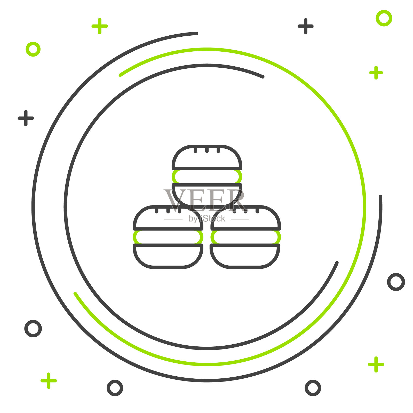 Line Macaron cookie图标孤立在白色背景上。蛋白杏仁饼干甜的面包店。色彩斑斓的轮廓的概念。向量插画图片素材