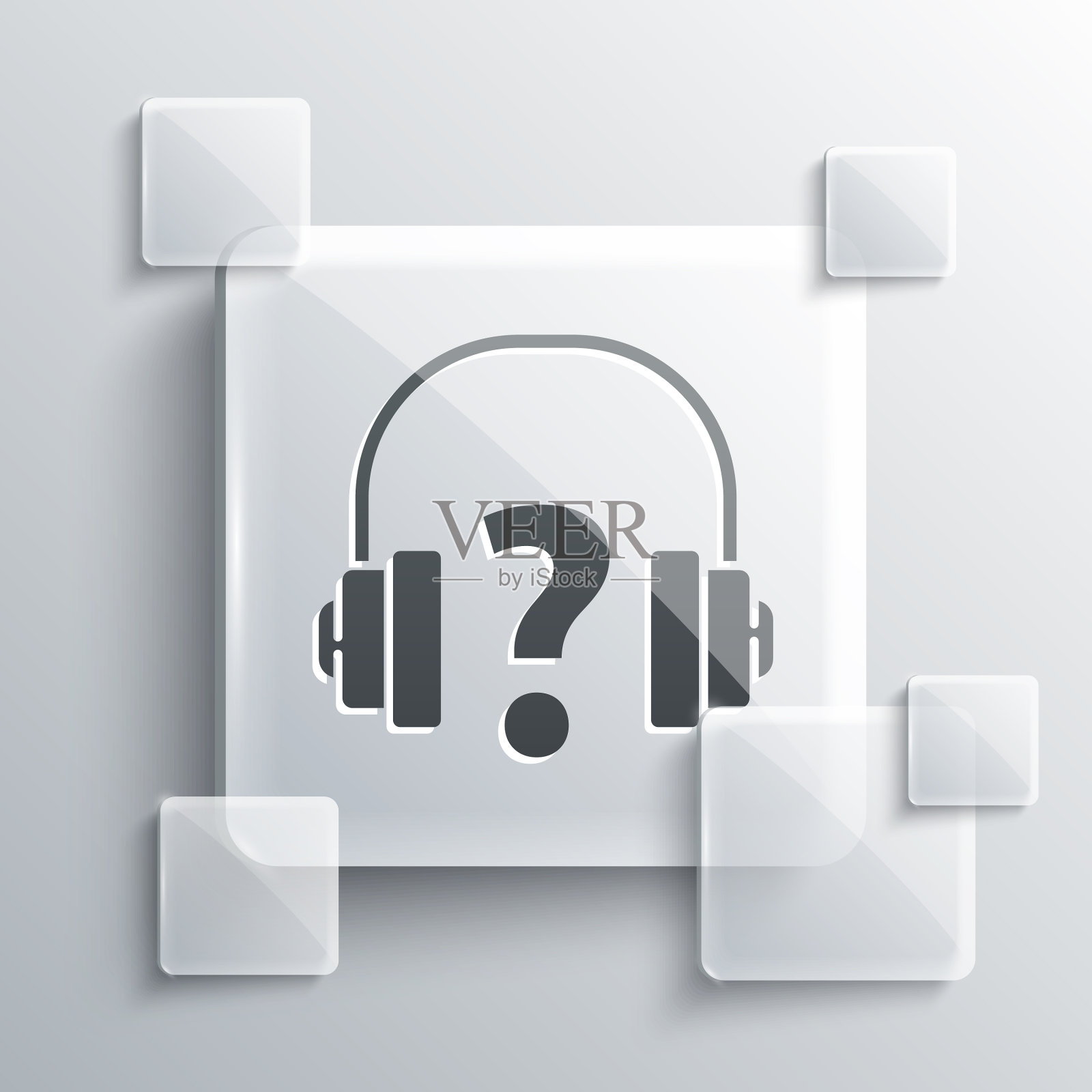 灰色耳机图标孤立在灰色背景图标素材