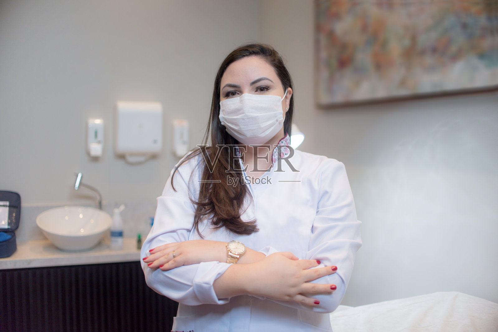 在他办公室的护士照片摄影图片