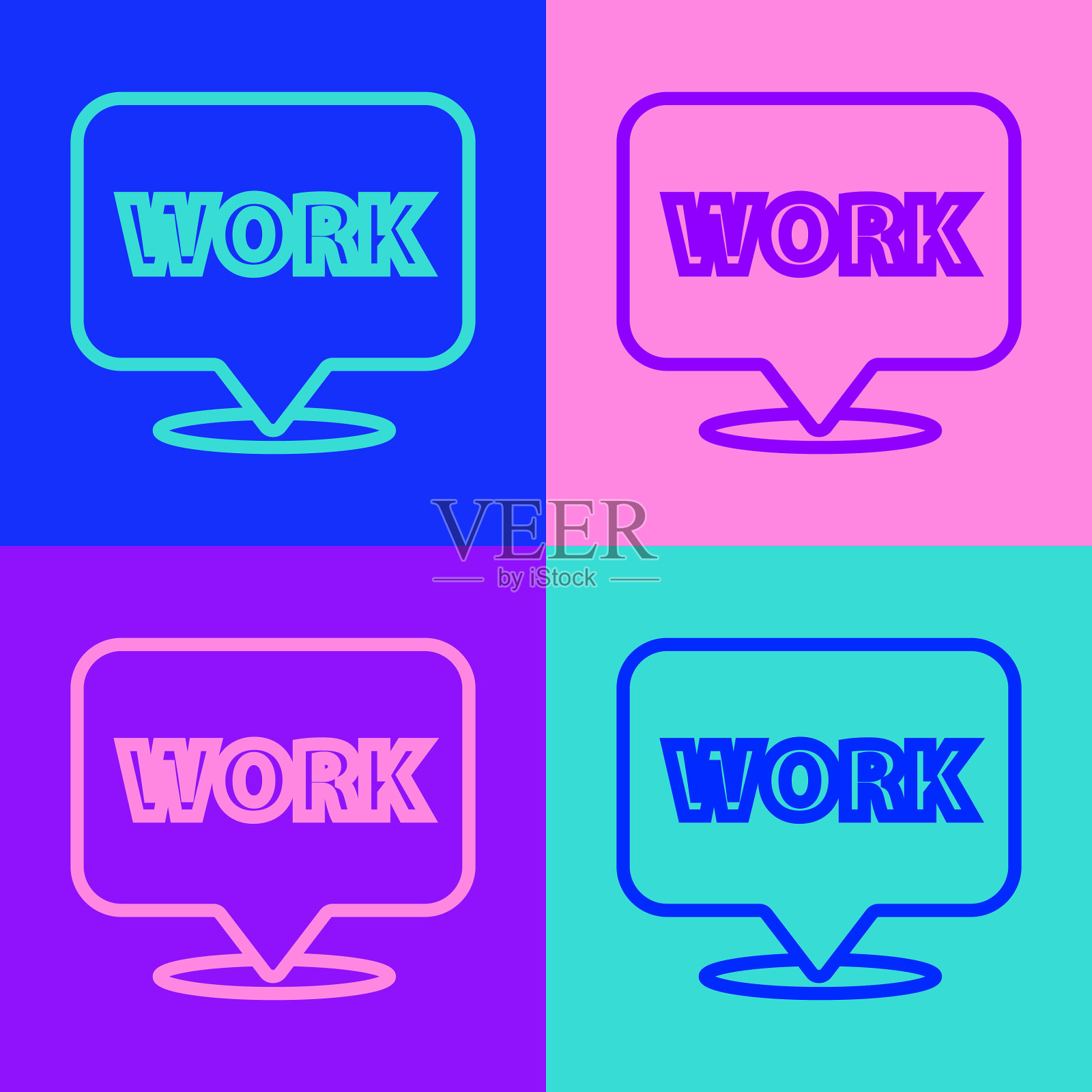 波普艺术线位置与文字作品图标隔离插画图片素材