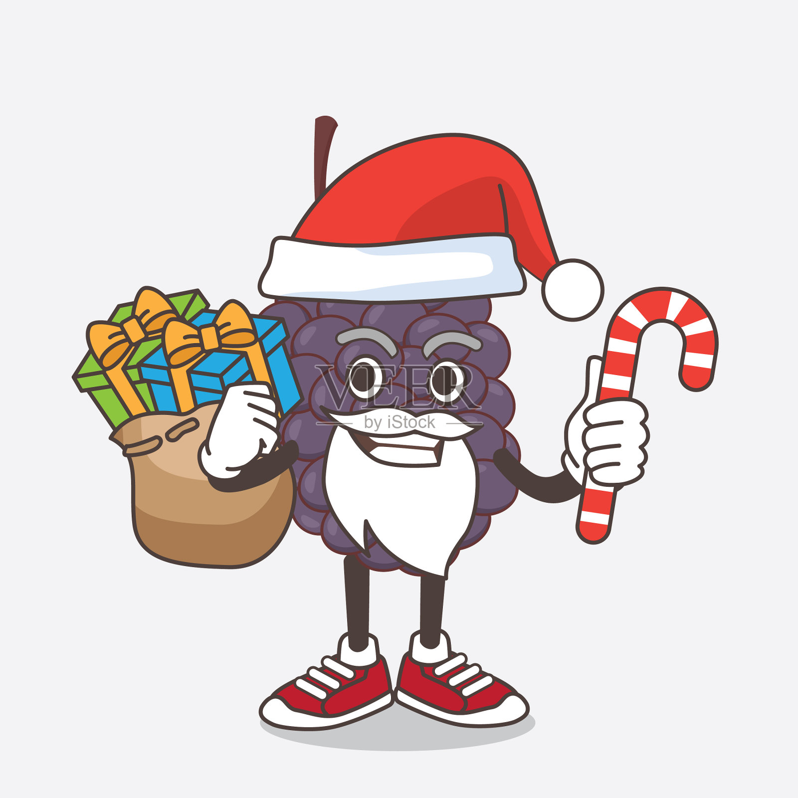 桑果卡通吉祥物人物在圣诞老人插画图片素材