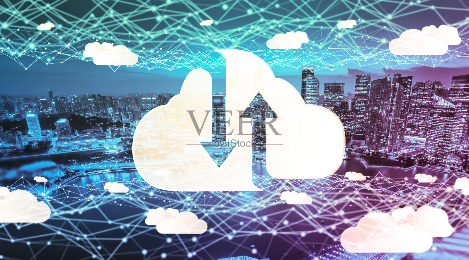 云计算技术和在线数据存储，实现全球数据共享。照片摄影图片