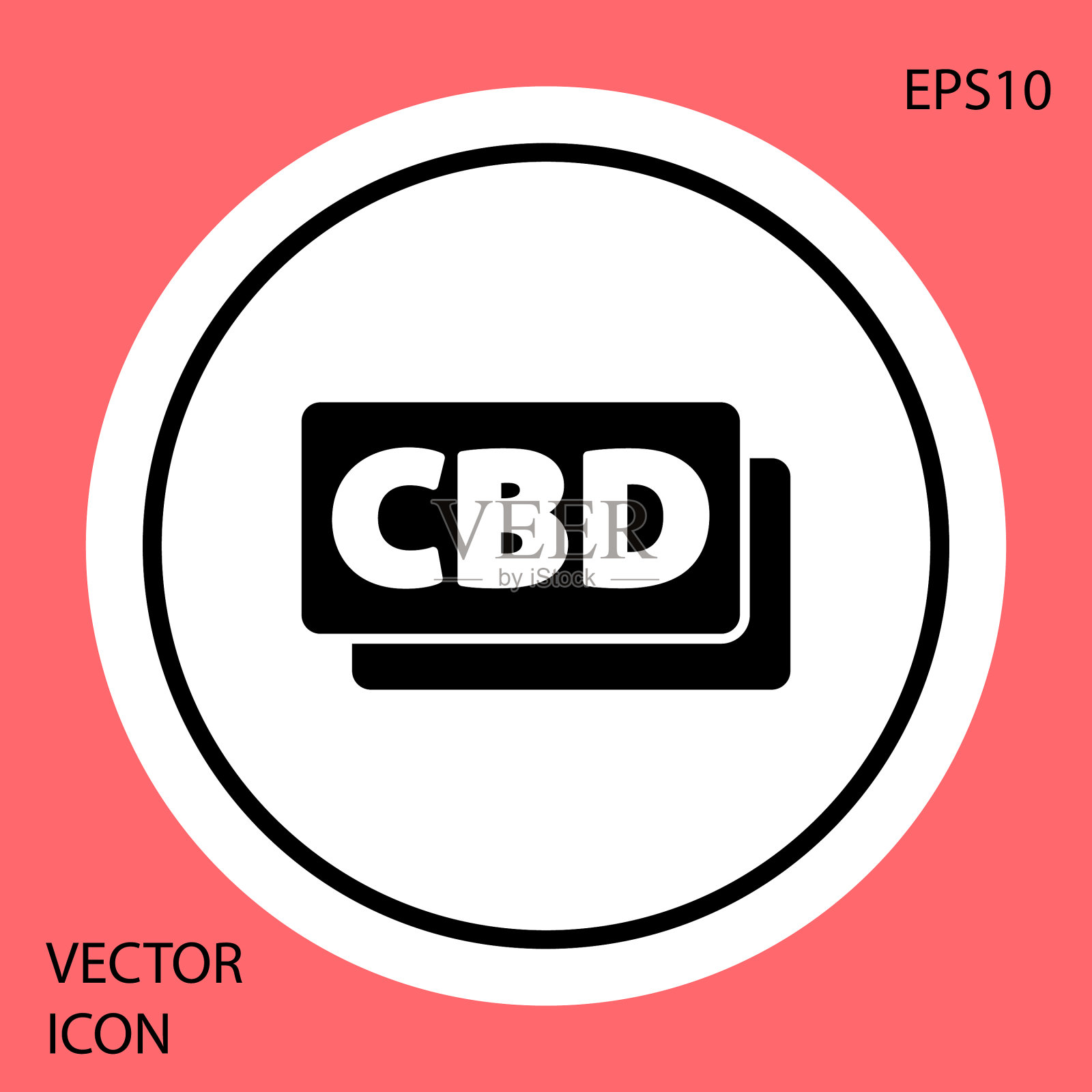 红色上分离出黑色大麻分子图标素材