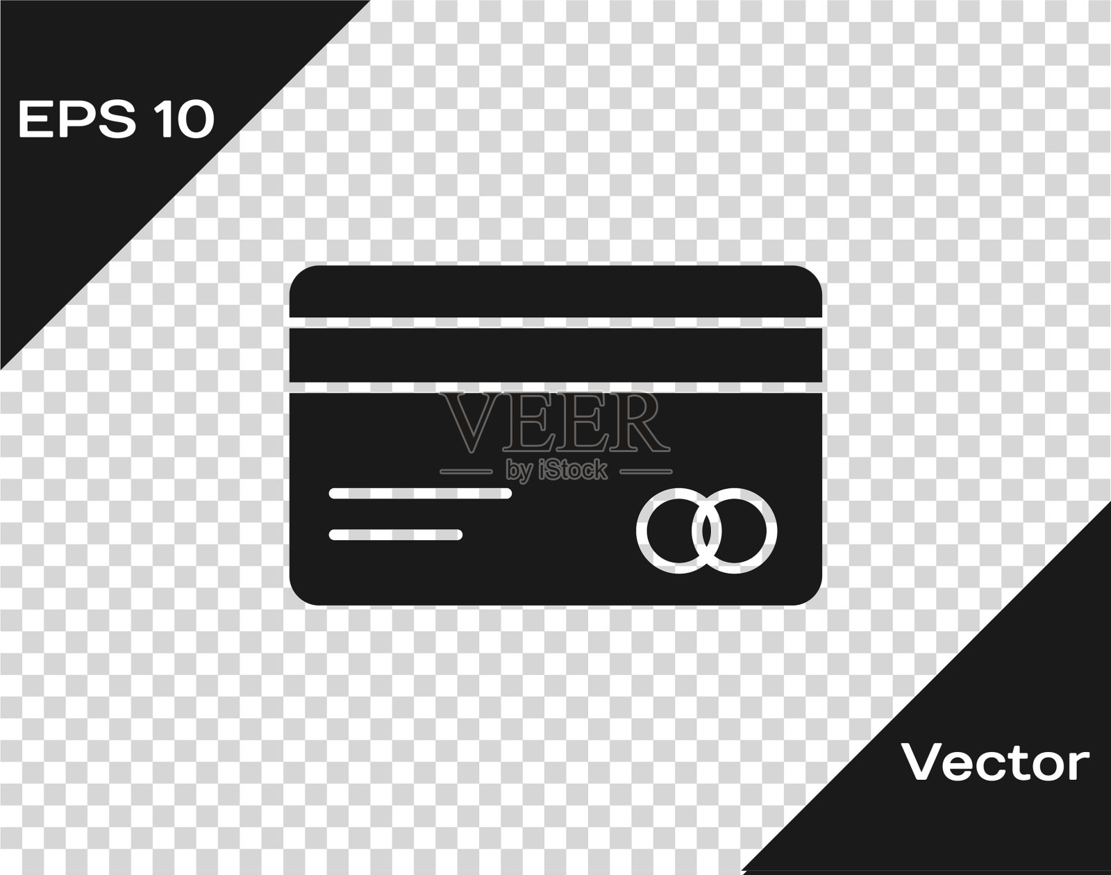 黑色信用卡图标隔离上透明插画图片素材