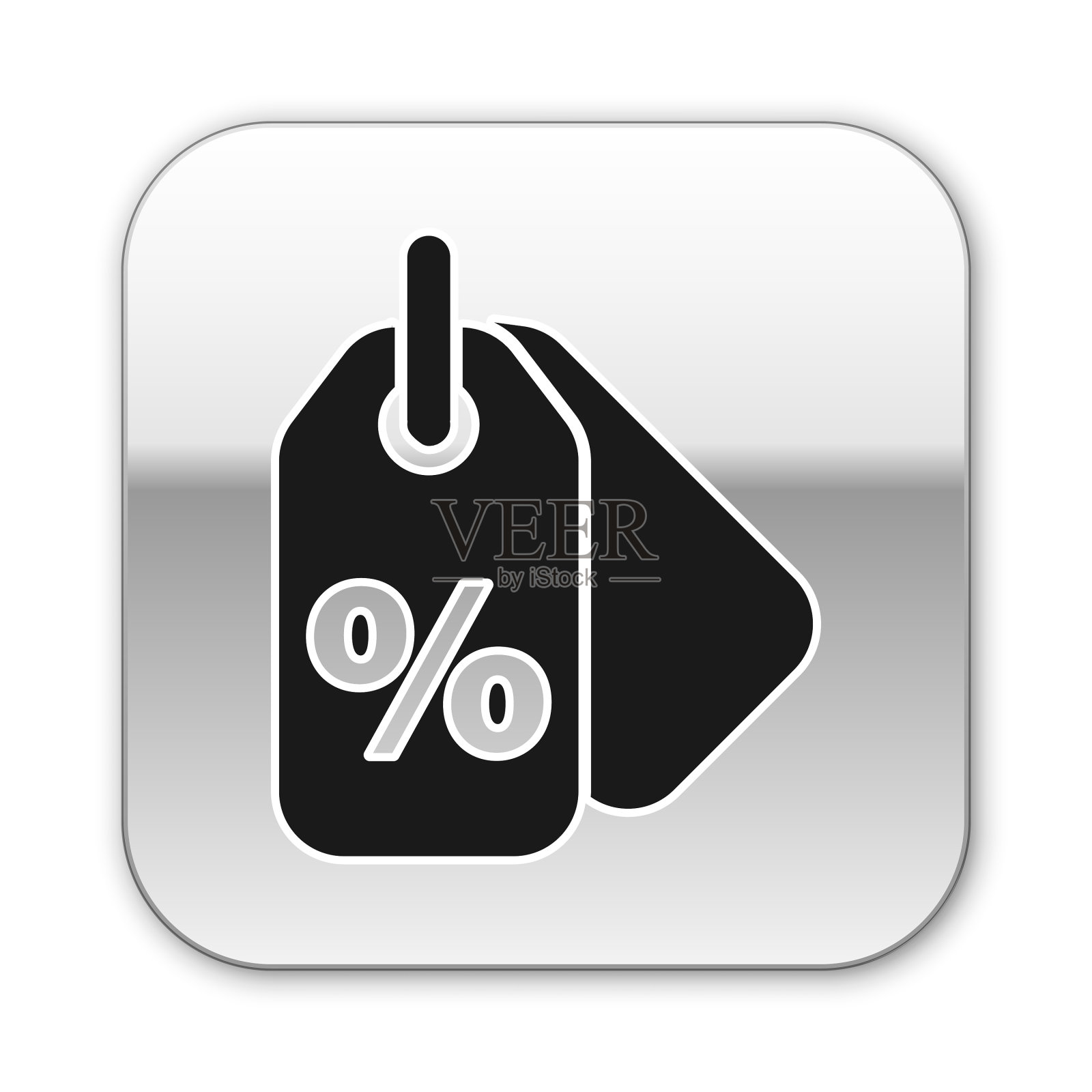 黑色折扣百分比标签图标孤立在白色设计元素图片