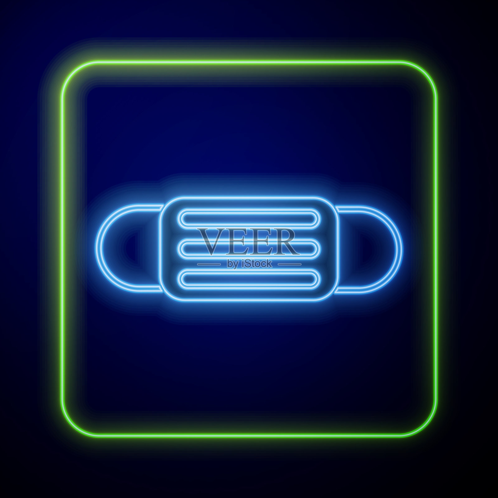 发光的霓虹灯医疗防护面具图标孤立图标素材