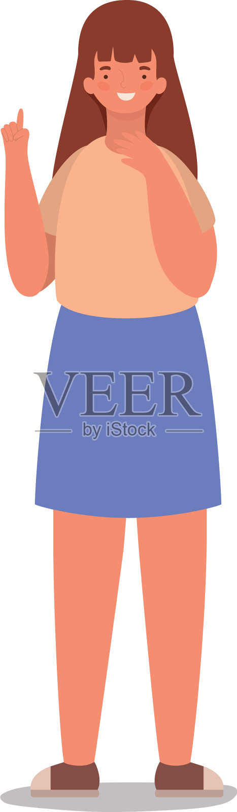 孤立幸福女人卡通设计插画图片素材