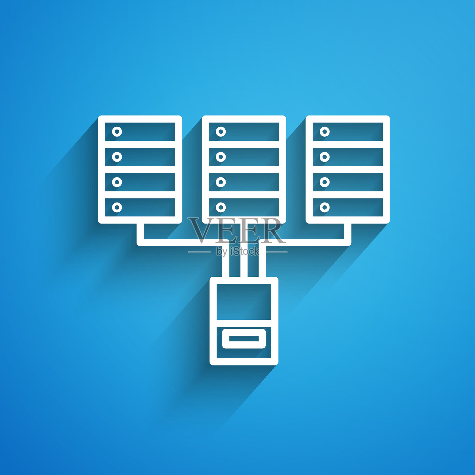 白线服务器数据网络托管图标隔离插画图片素材