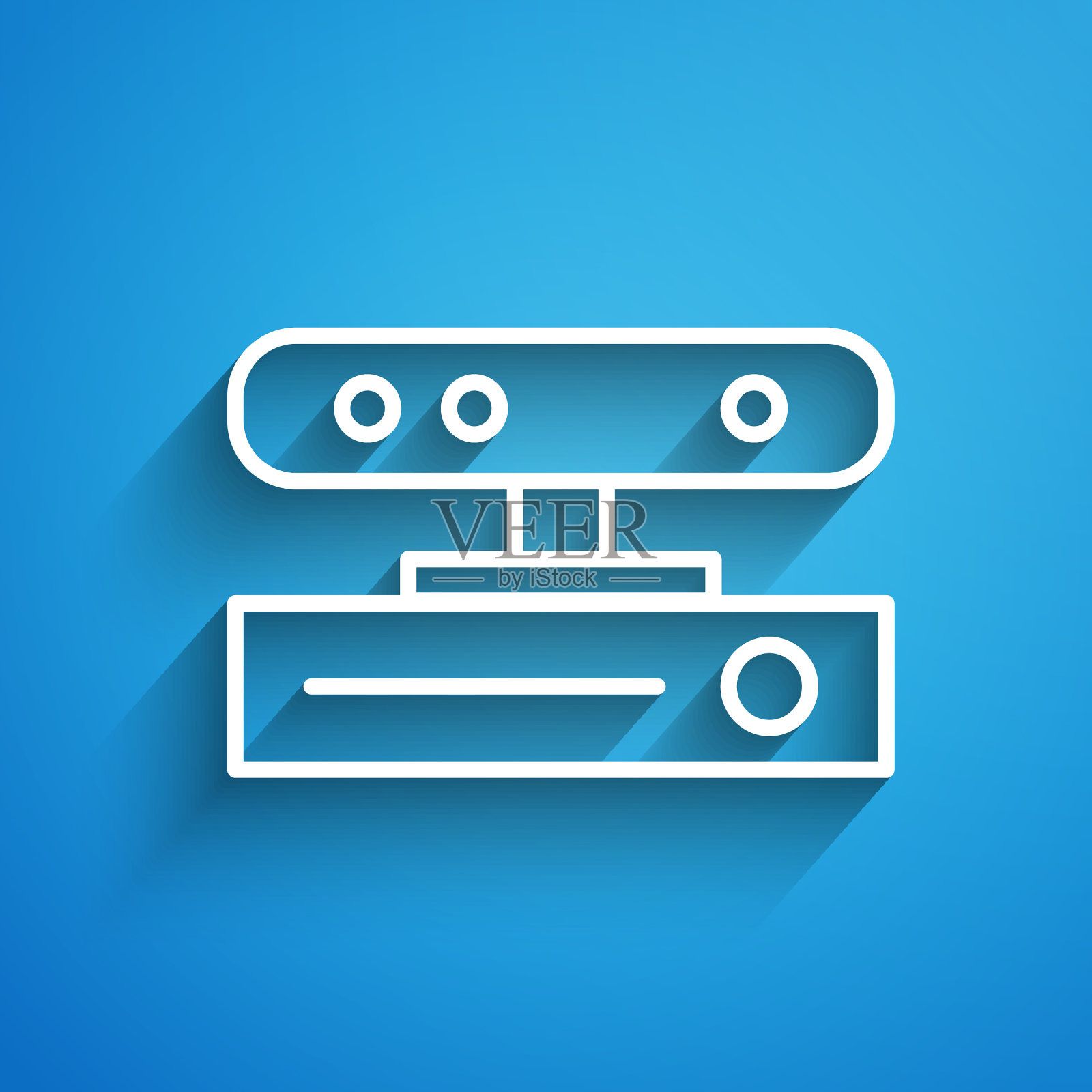 白色线运动传感器图标隔离在蓝色插画图片素材