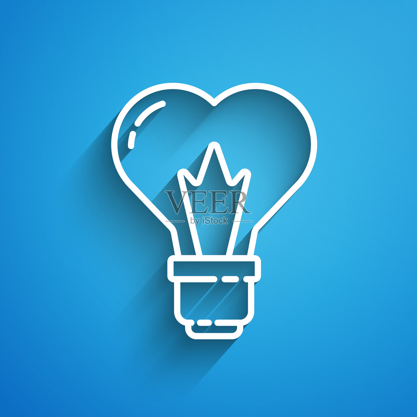 白色线心形灯泡图标插画图片素材